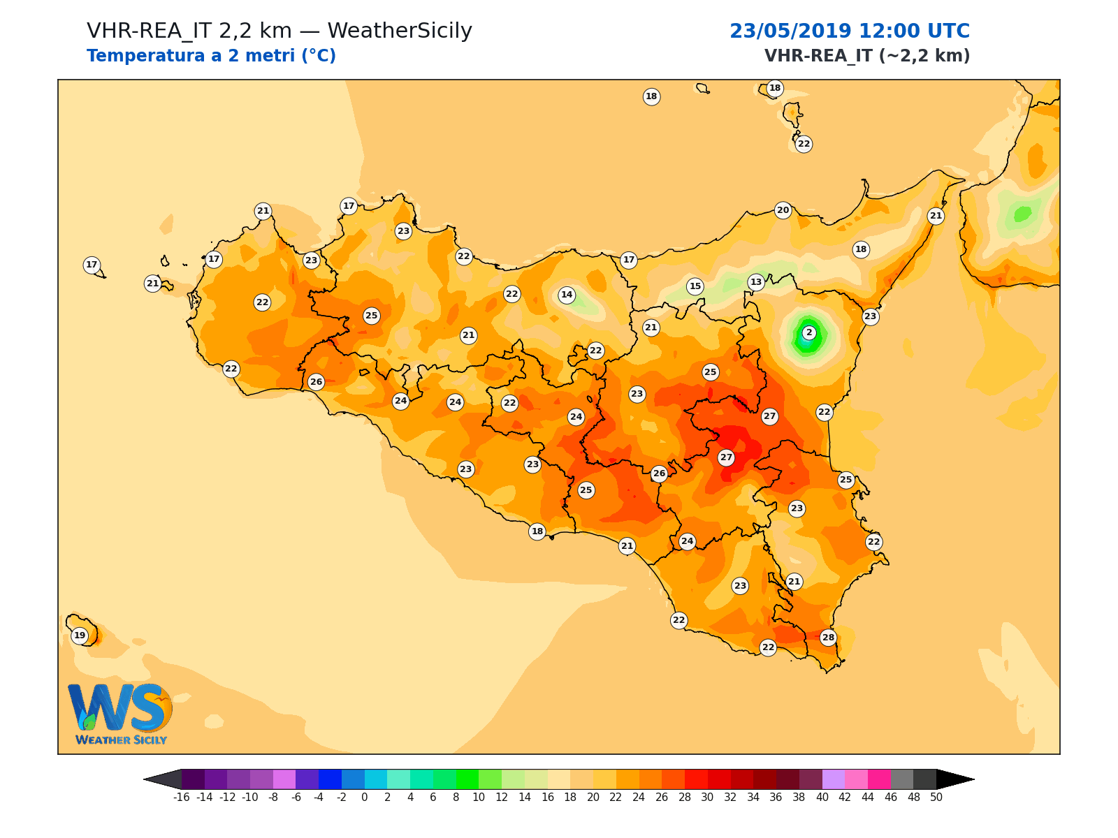 Temperatura a 2 metri · 2019052312