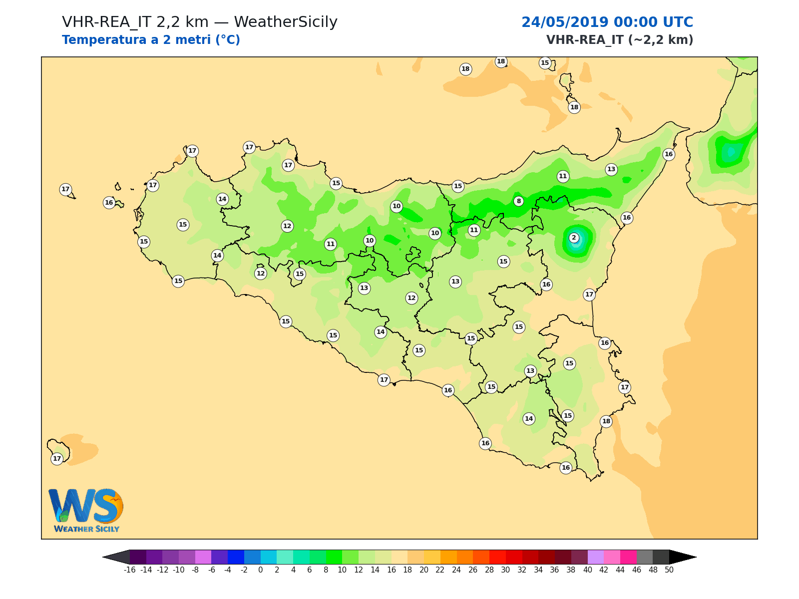 Temperatura a 2 metri · 2019052400