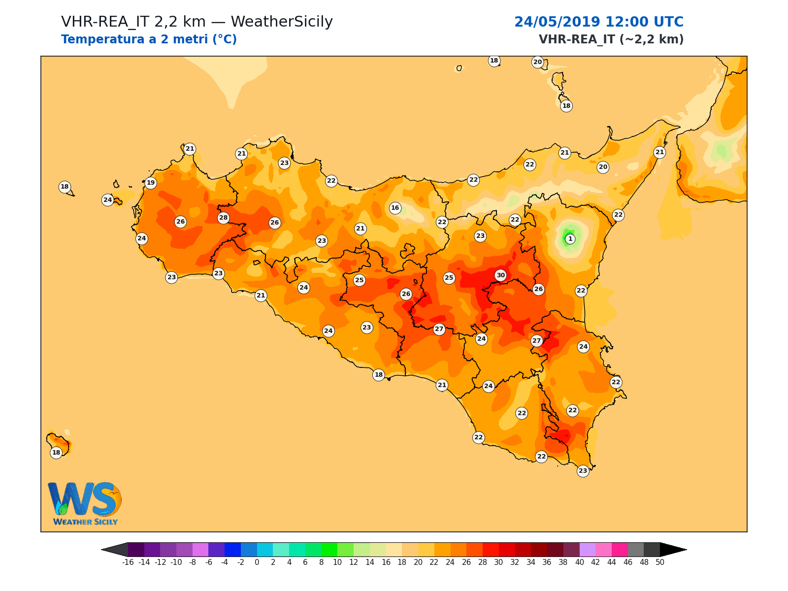 Temperatura a 2 metri · 2019052412