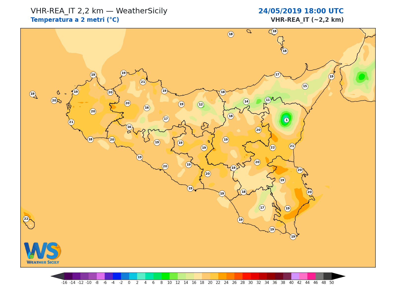 Temperatura a 2 metri · 2019052418