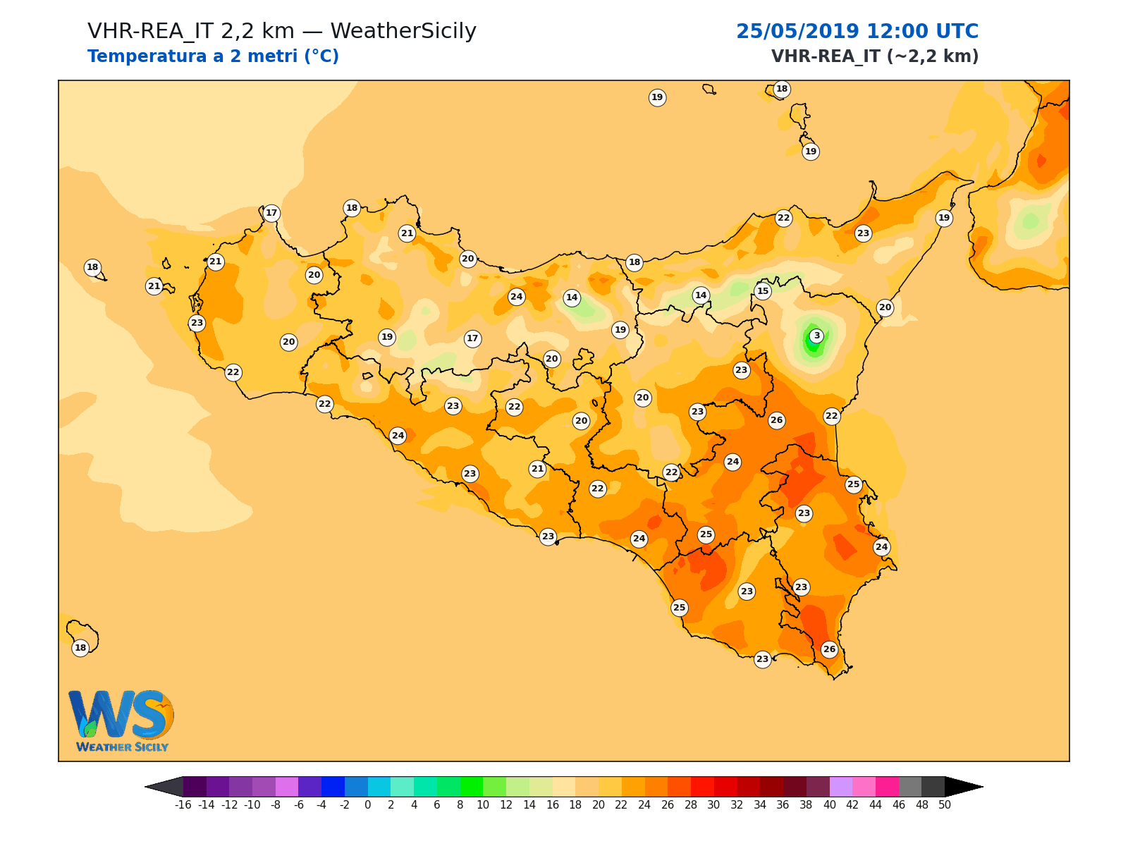 Temperatura a 2 metri · 2019052512