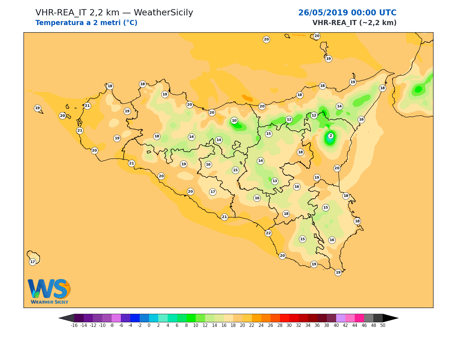 Temperatura a 2 metri · 2019052600
