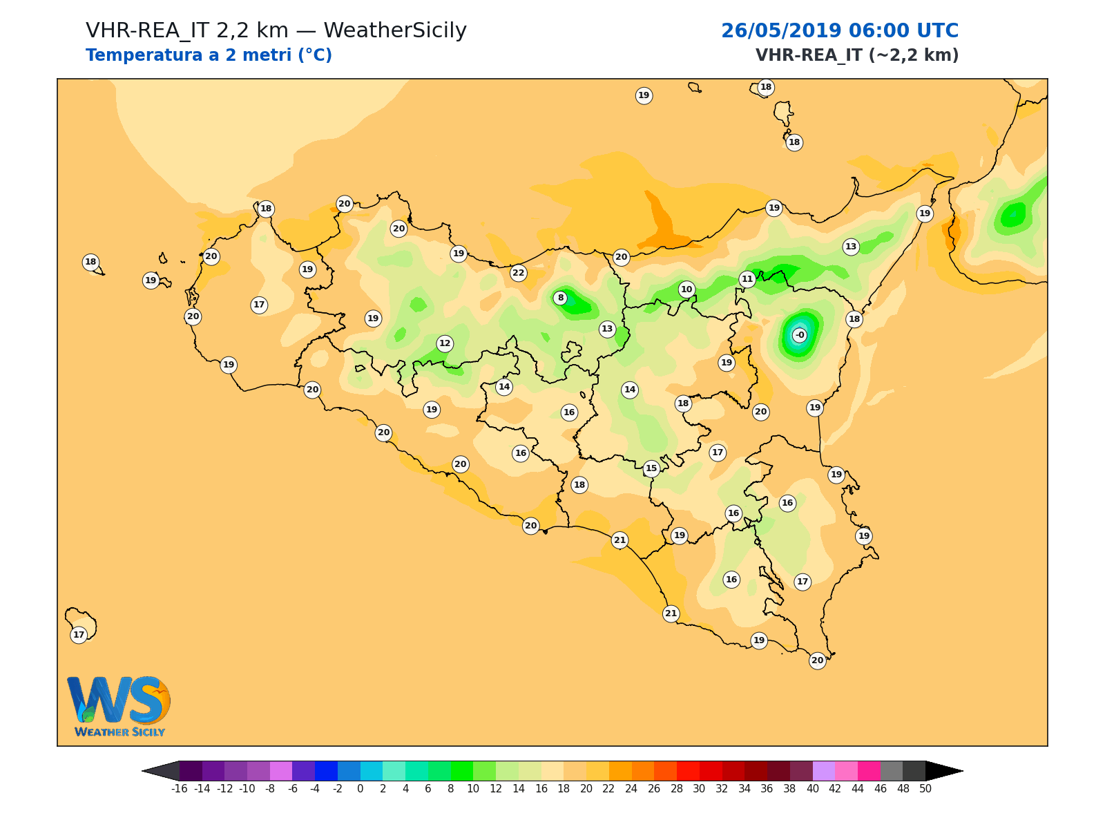 Temperatura a 2 metri · 2019052606
