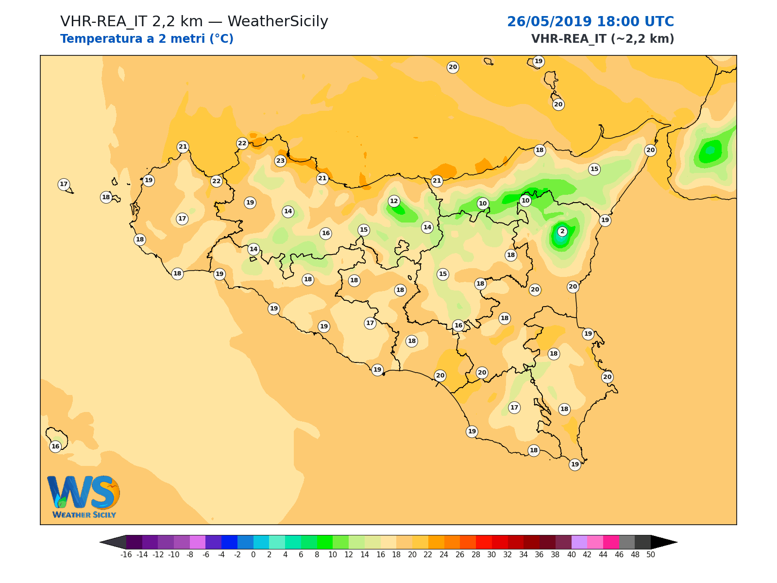 Temperatura a 2 metri · 2019052618