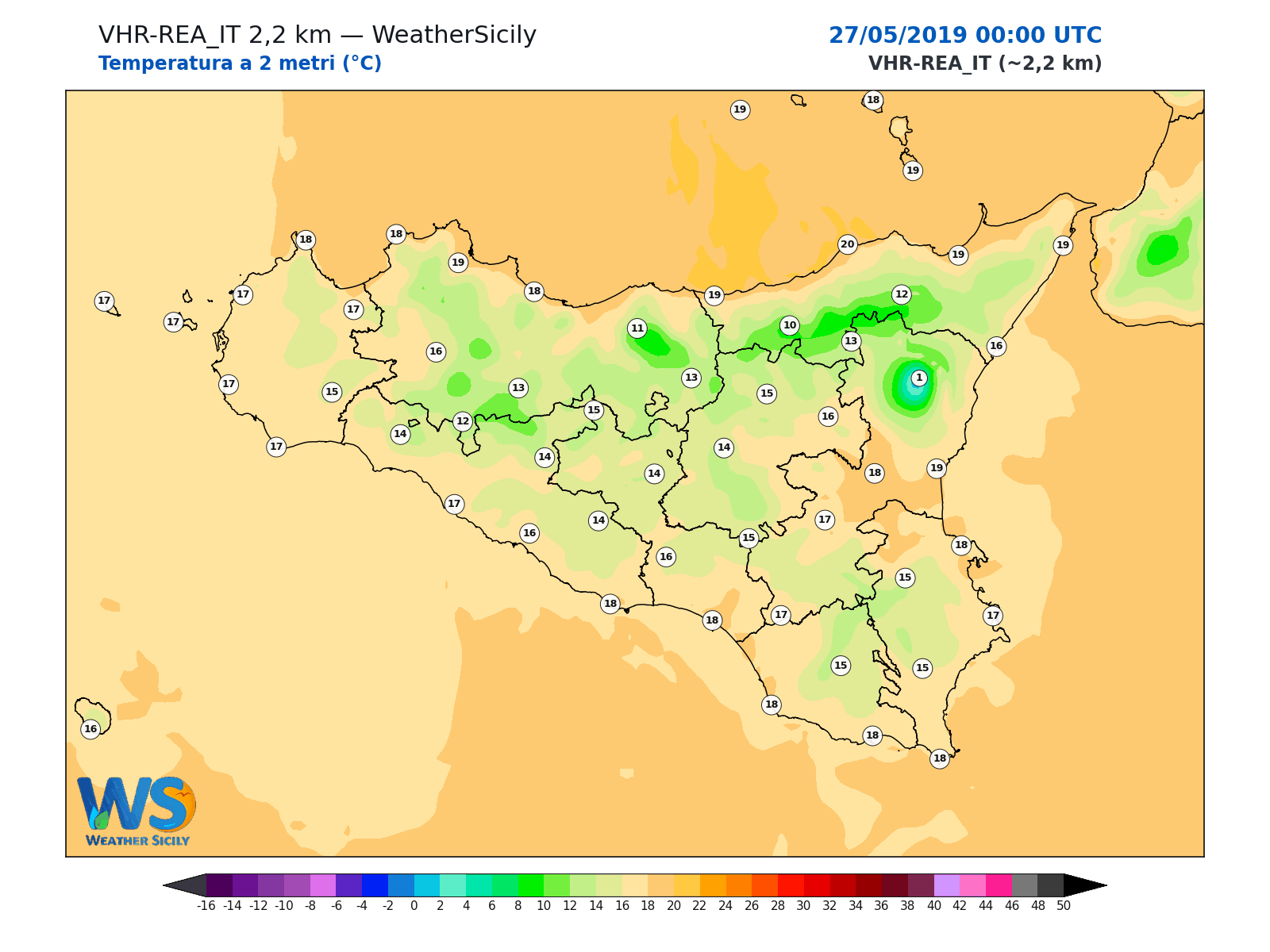 Temperatura a 2 metri · 2019052700