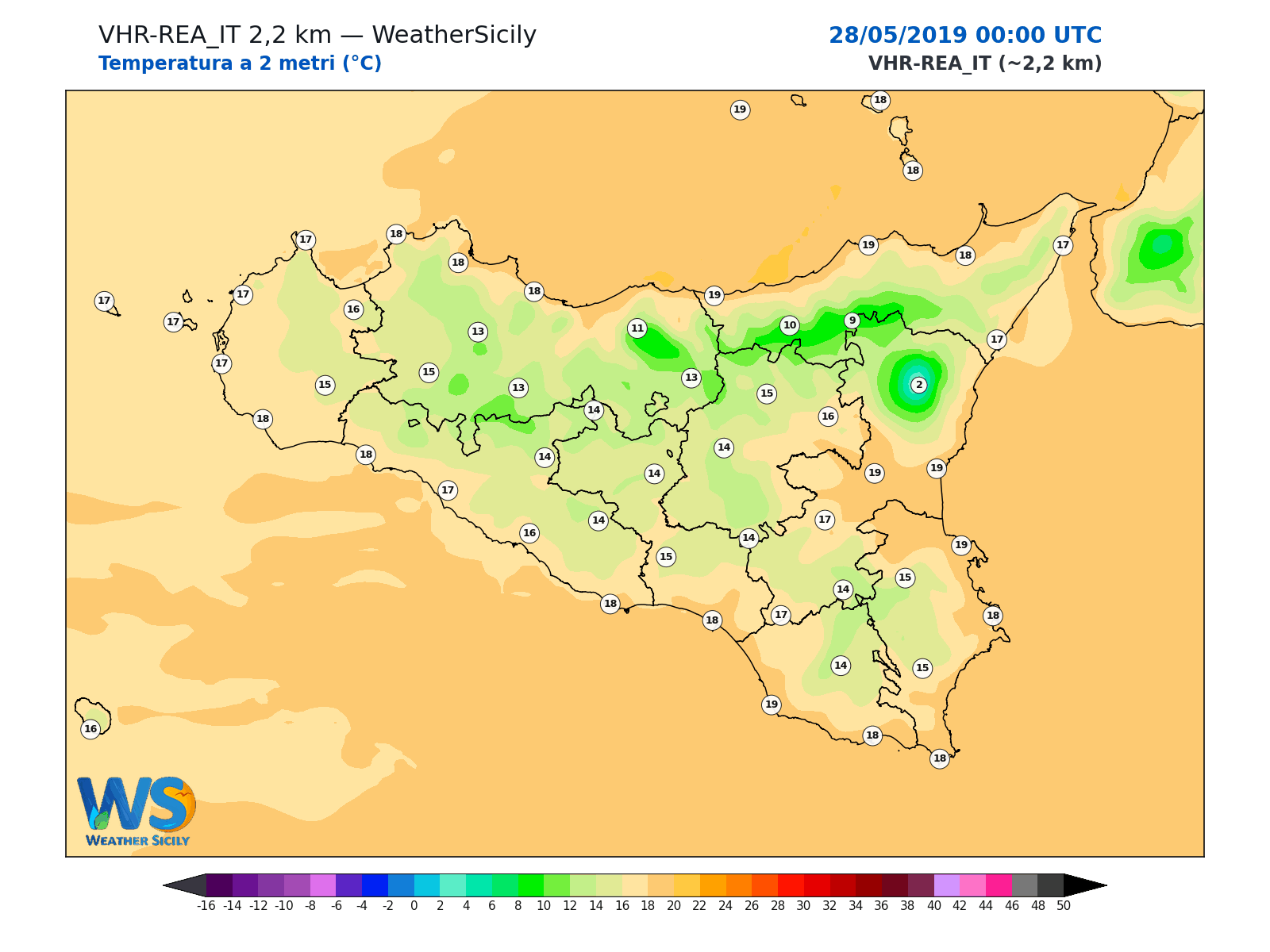 Temperatura a 2 metri · 2019052800