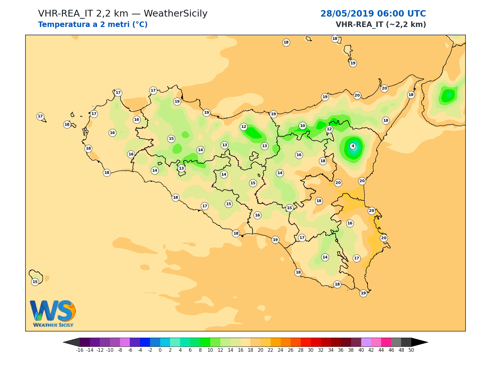 Temperatura a 2 metri · 2019052806