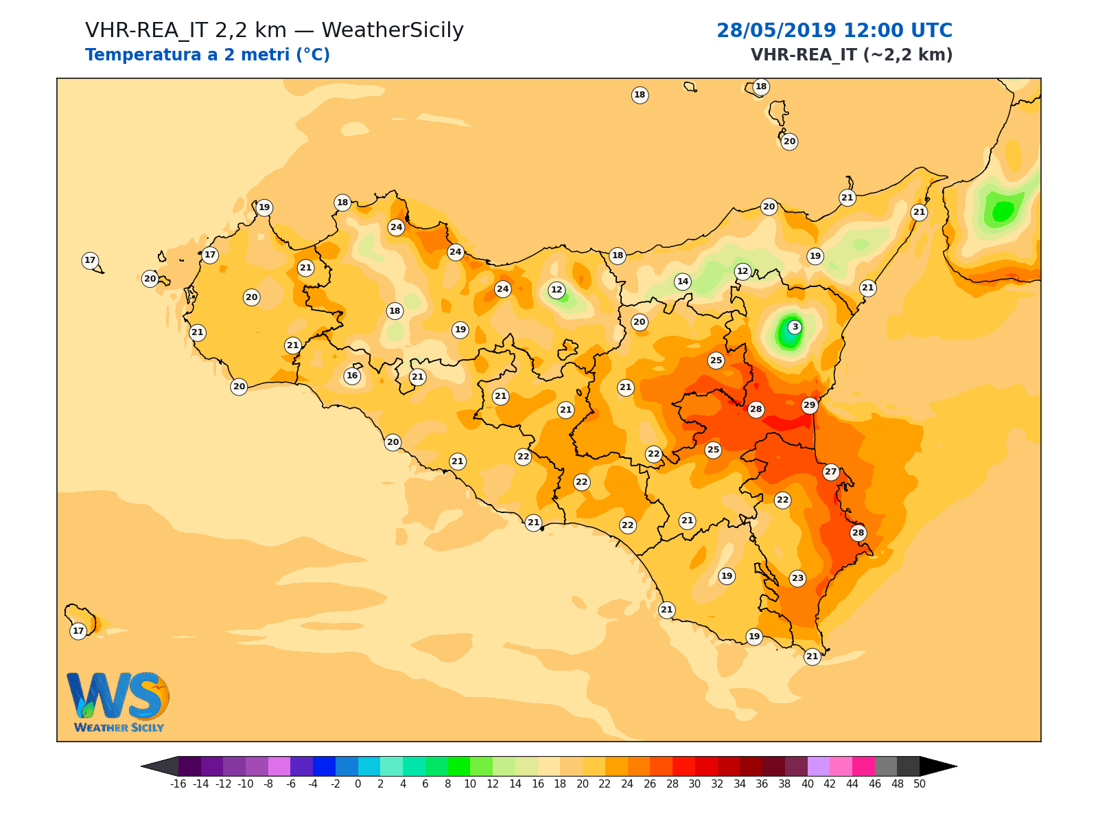 Temperatura a 2 metri · 2019052812
