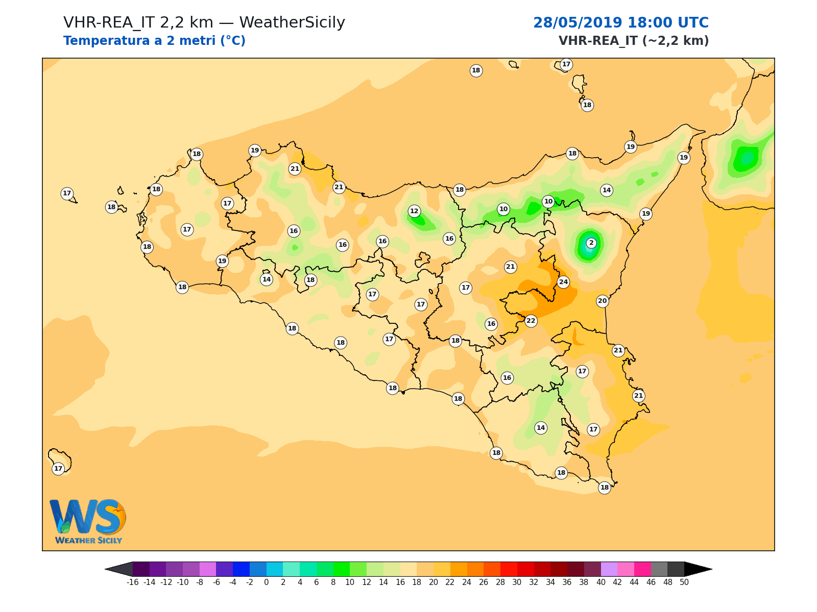 Temperatura a 2 metri · 2019052818