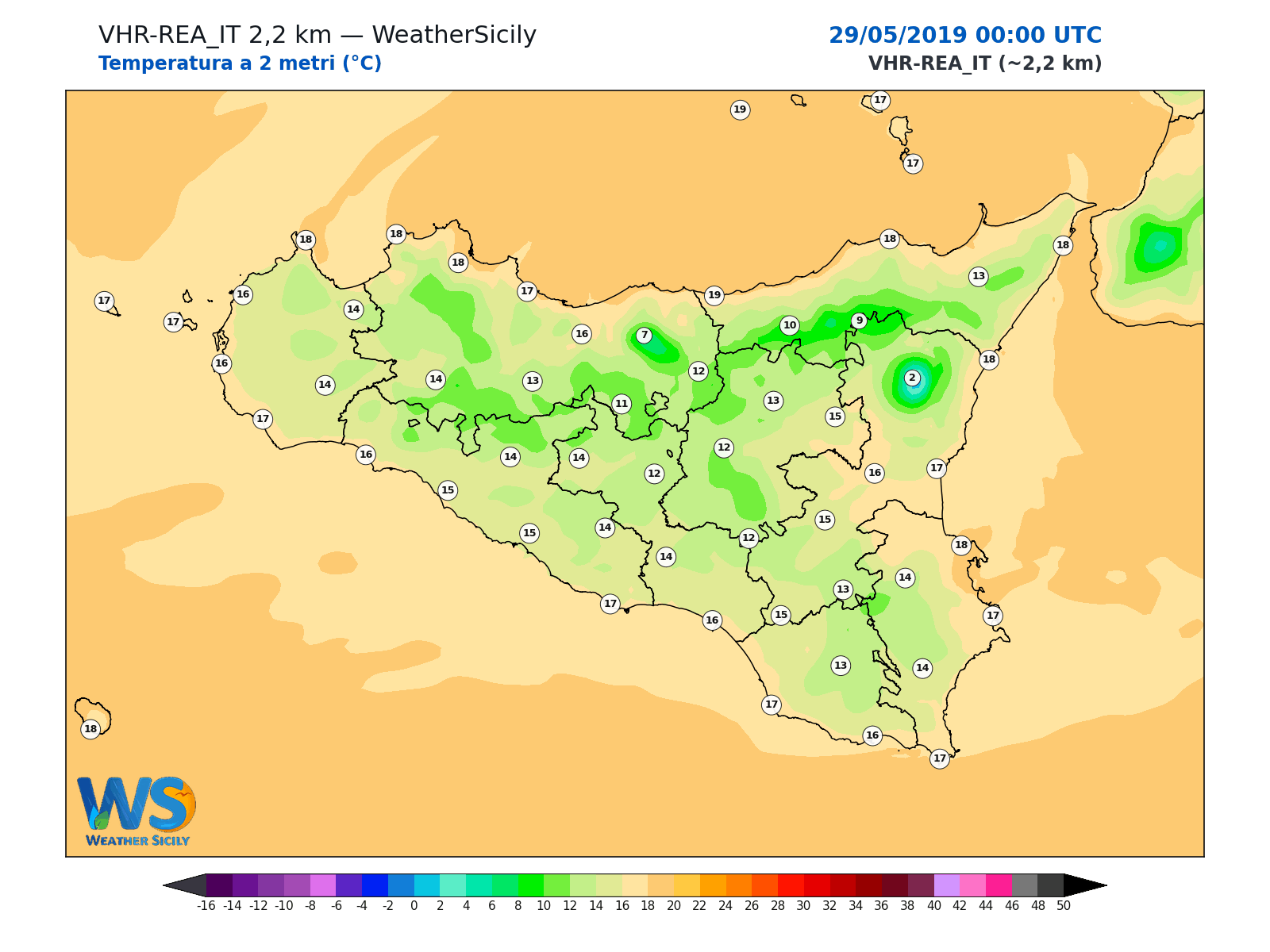 Temperatura a 2 metri · 2019052900