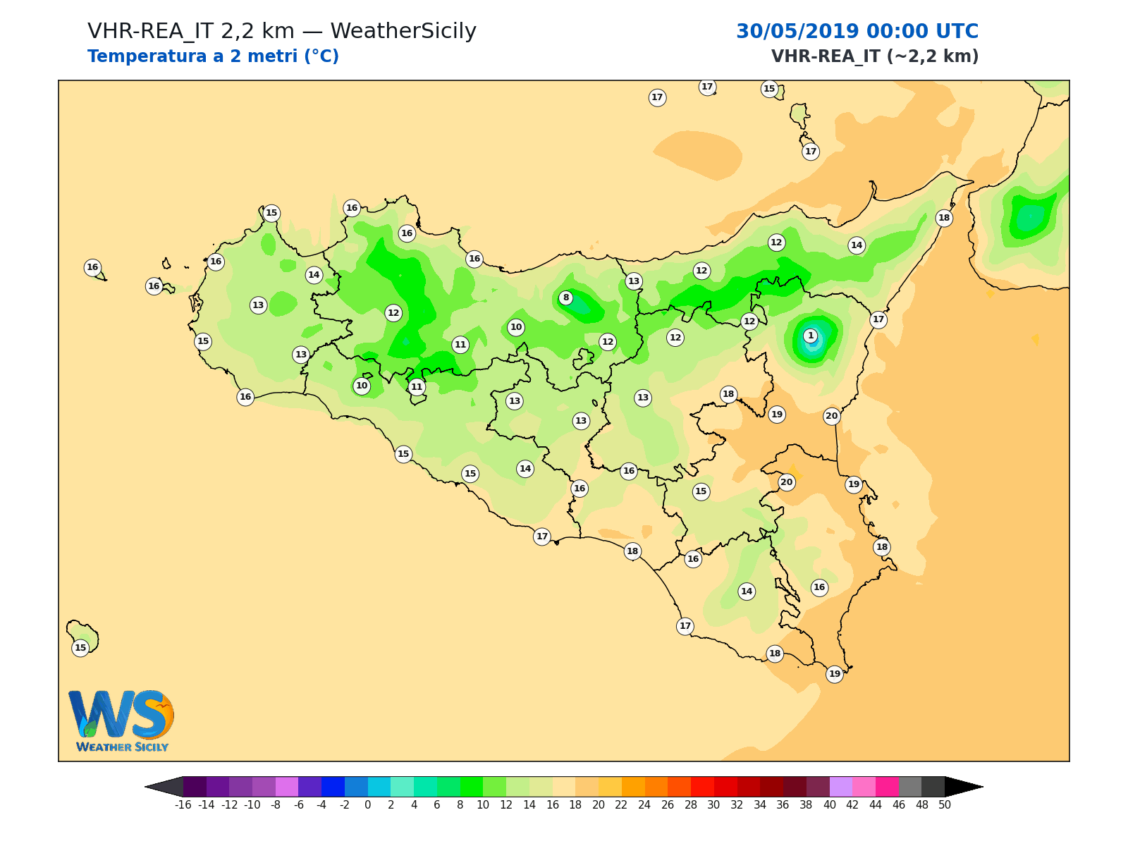 Temperatura a 2 metri · 2019053000