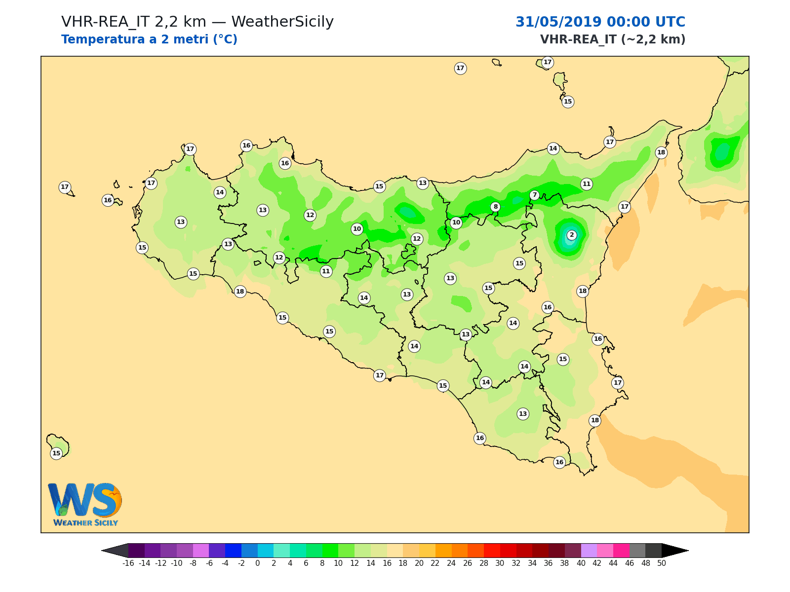 Temperatura a 2 metri · 2019053100