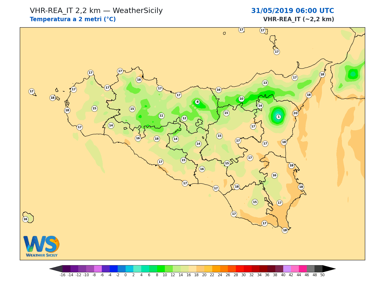 Temperatura a 2 metri · 2019053106