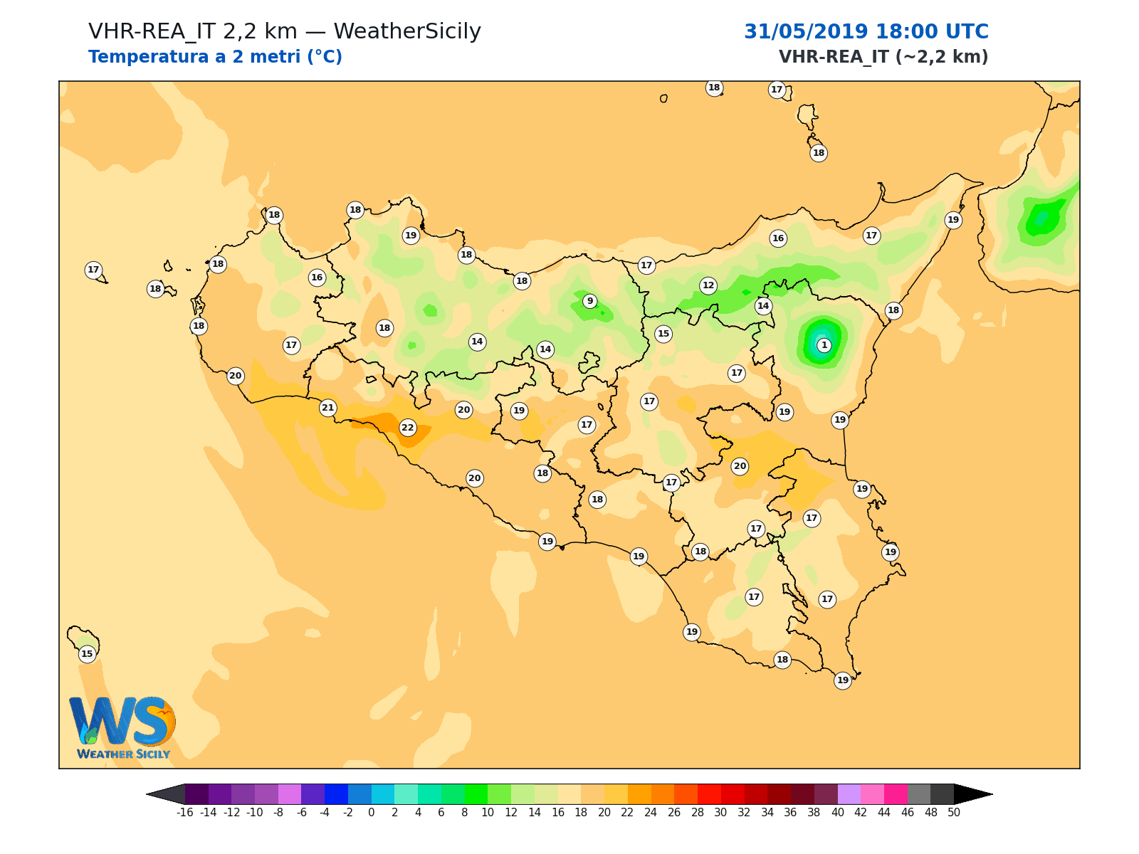Temperatura a 2 metri · 2019053118