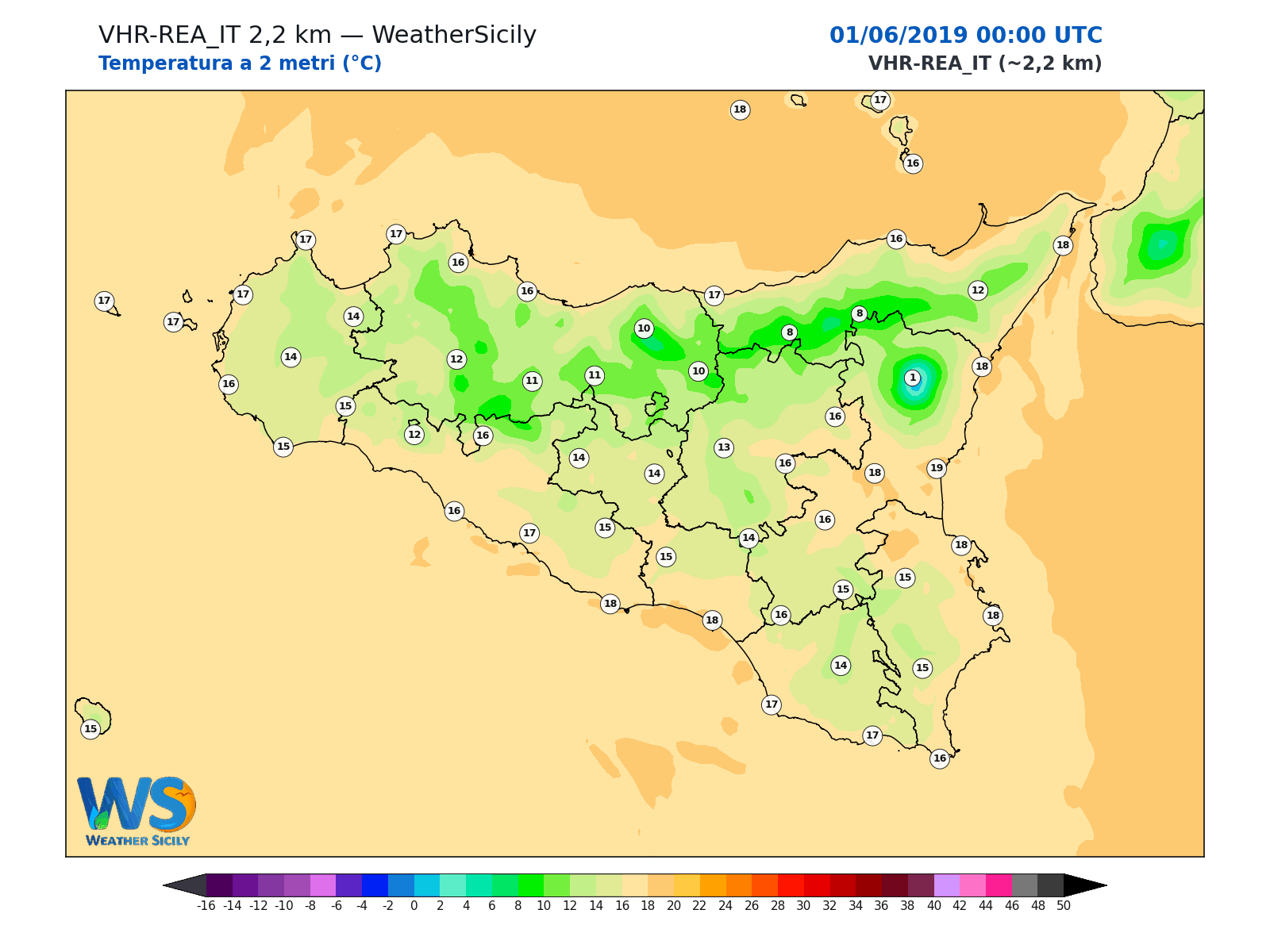 Temperatura a 2 metri · 2019060100