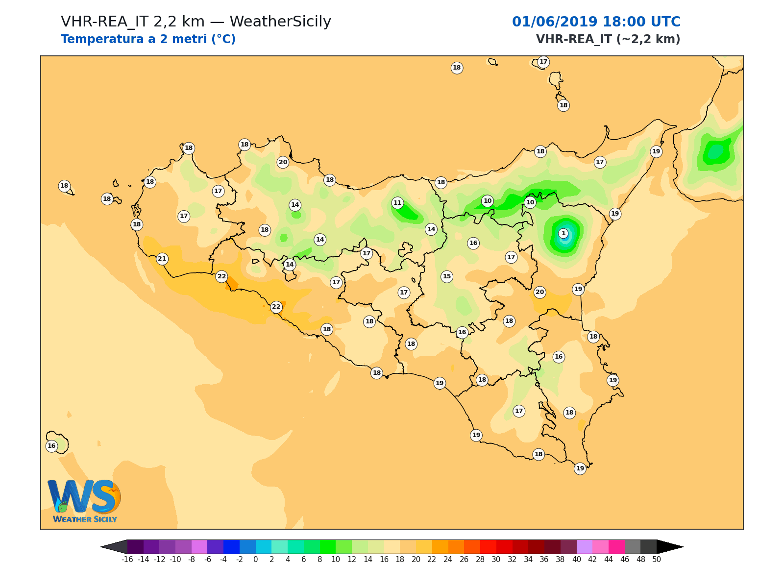 Temperatura a 2 metri · 2019060118