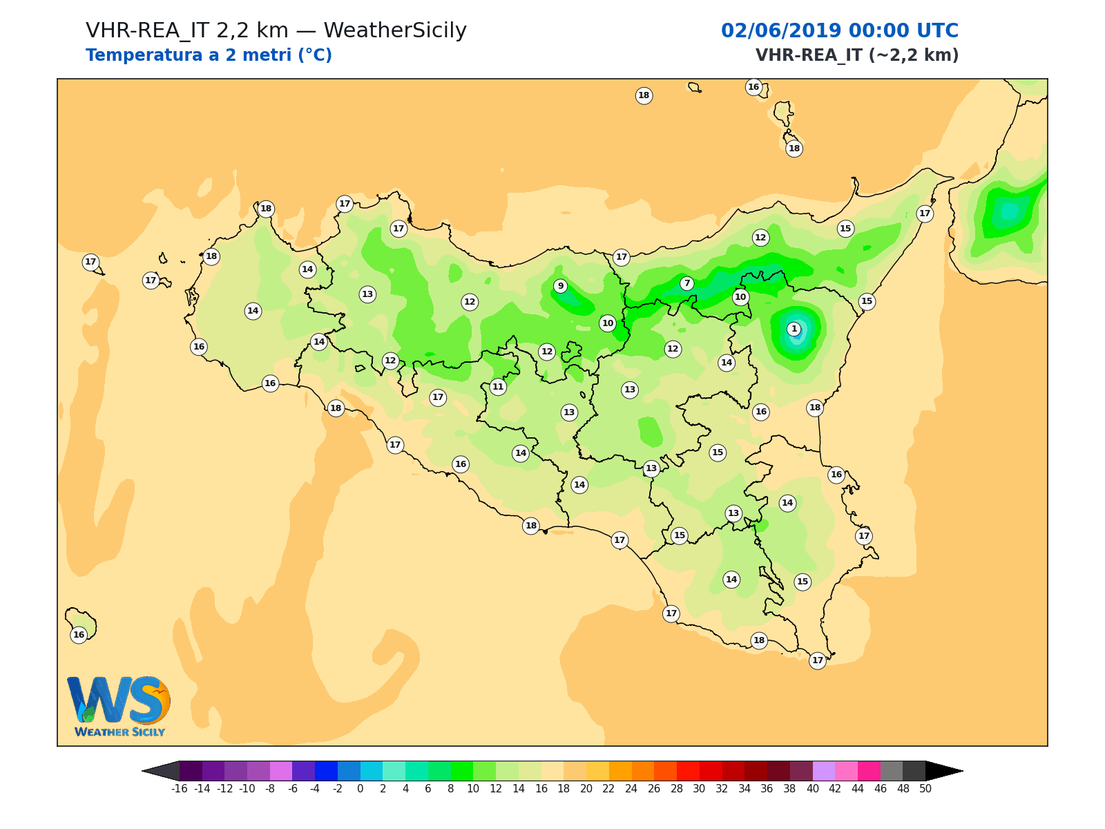 Temperatura a 2 metri · 2019060200