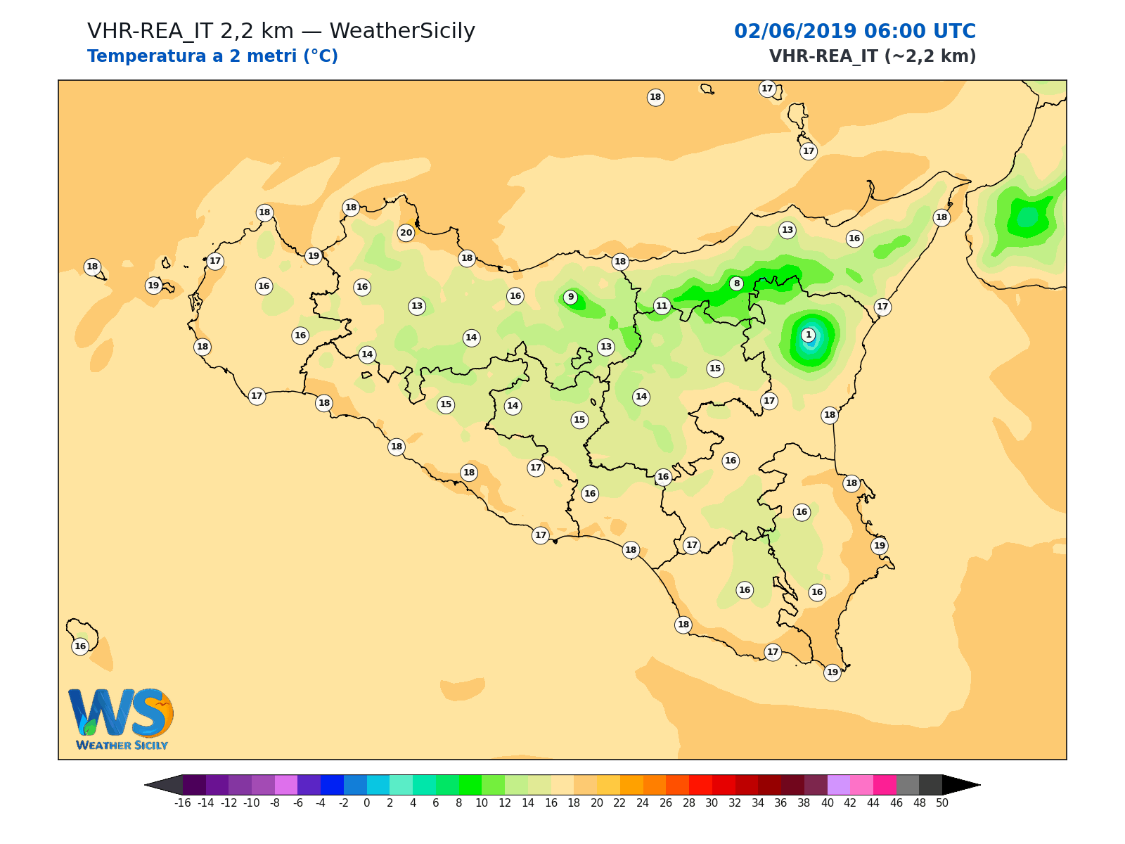 Temperatura a 2 metri · 2019060206