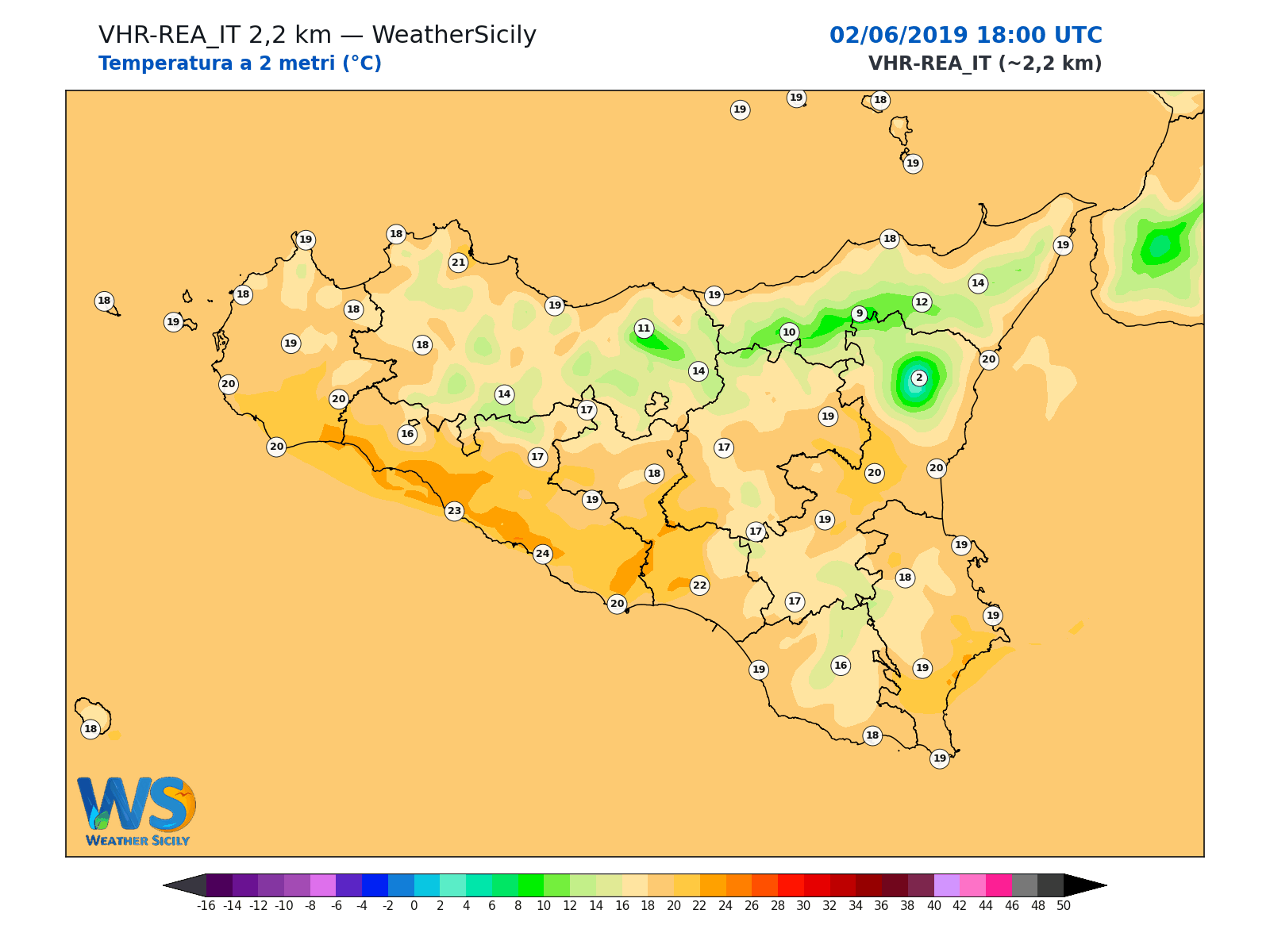 Temperatura a 2 metri · 2019060218