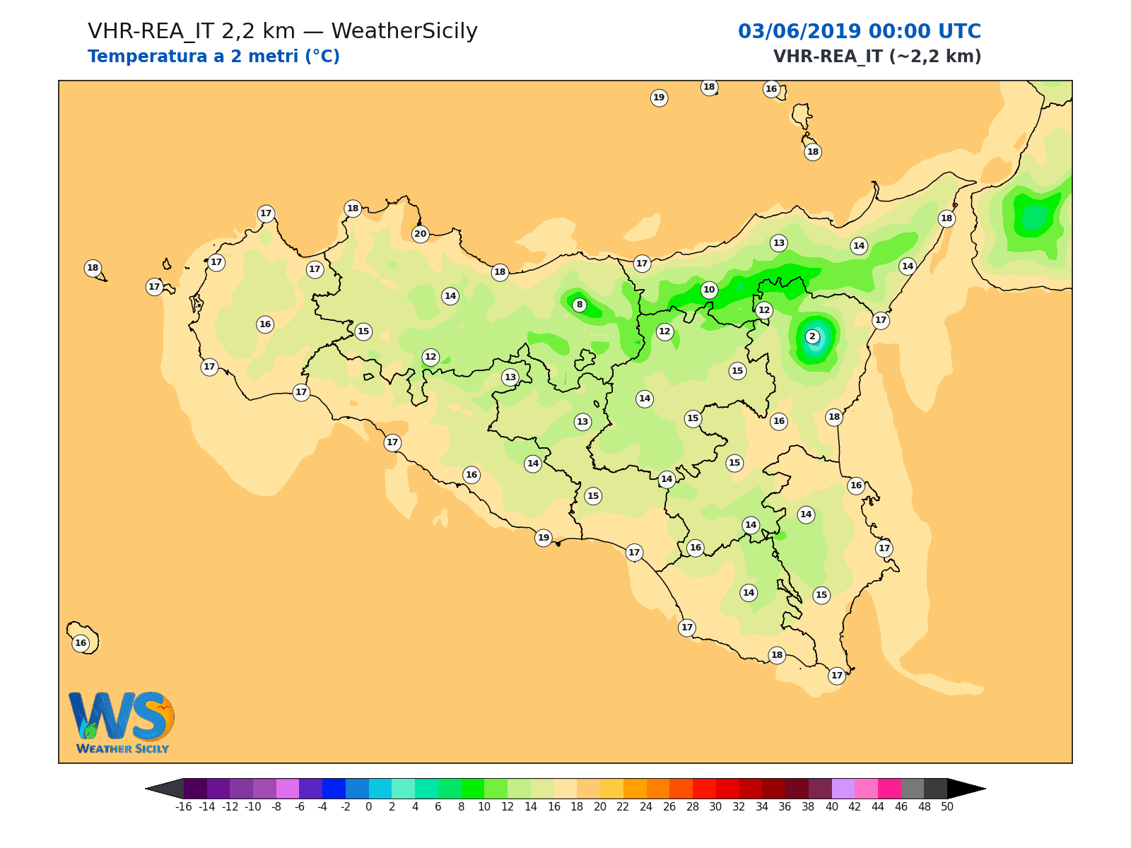 Temperatura a 2 metri · 2019060300