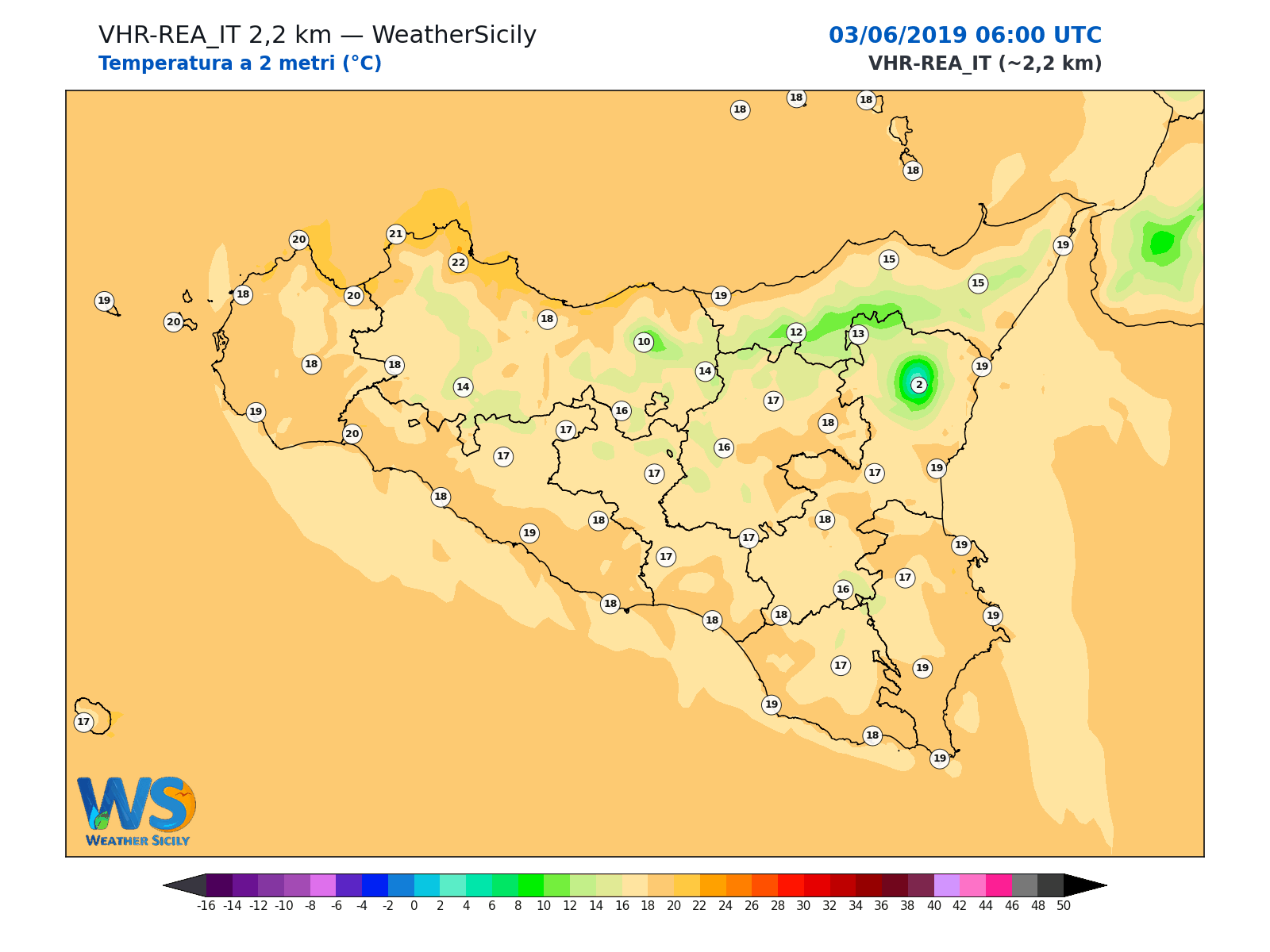 Temperatura a 2 metri · 2019060306