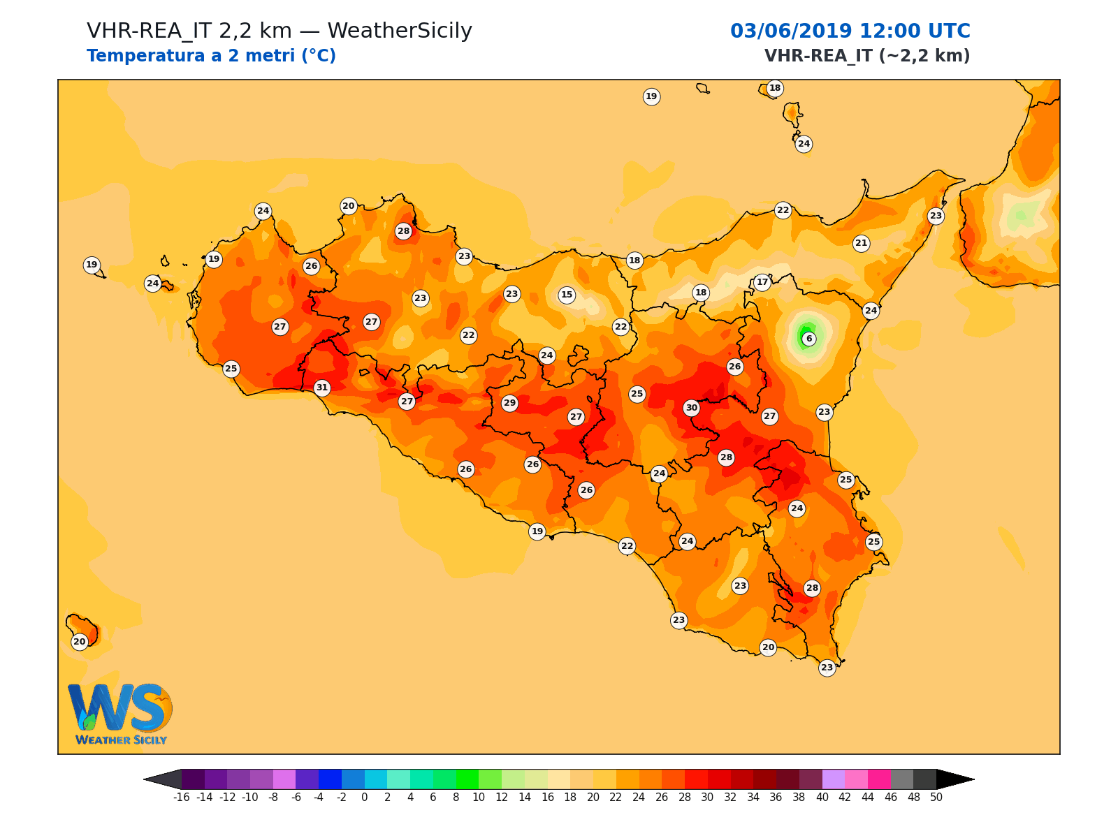Temperatura a 2 metri · 2019060312