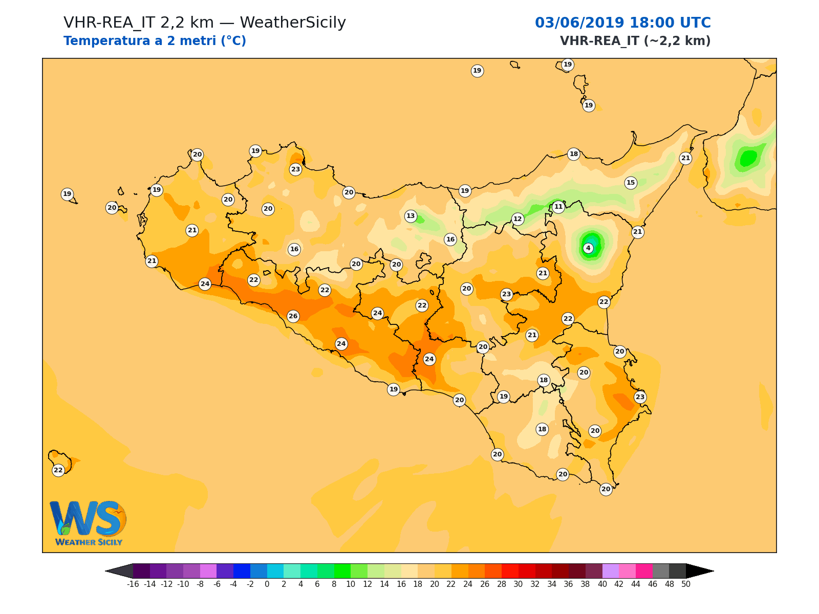 Temperatura a 2 metri · 2019060318