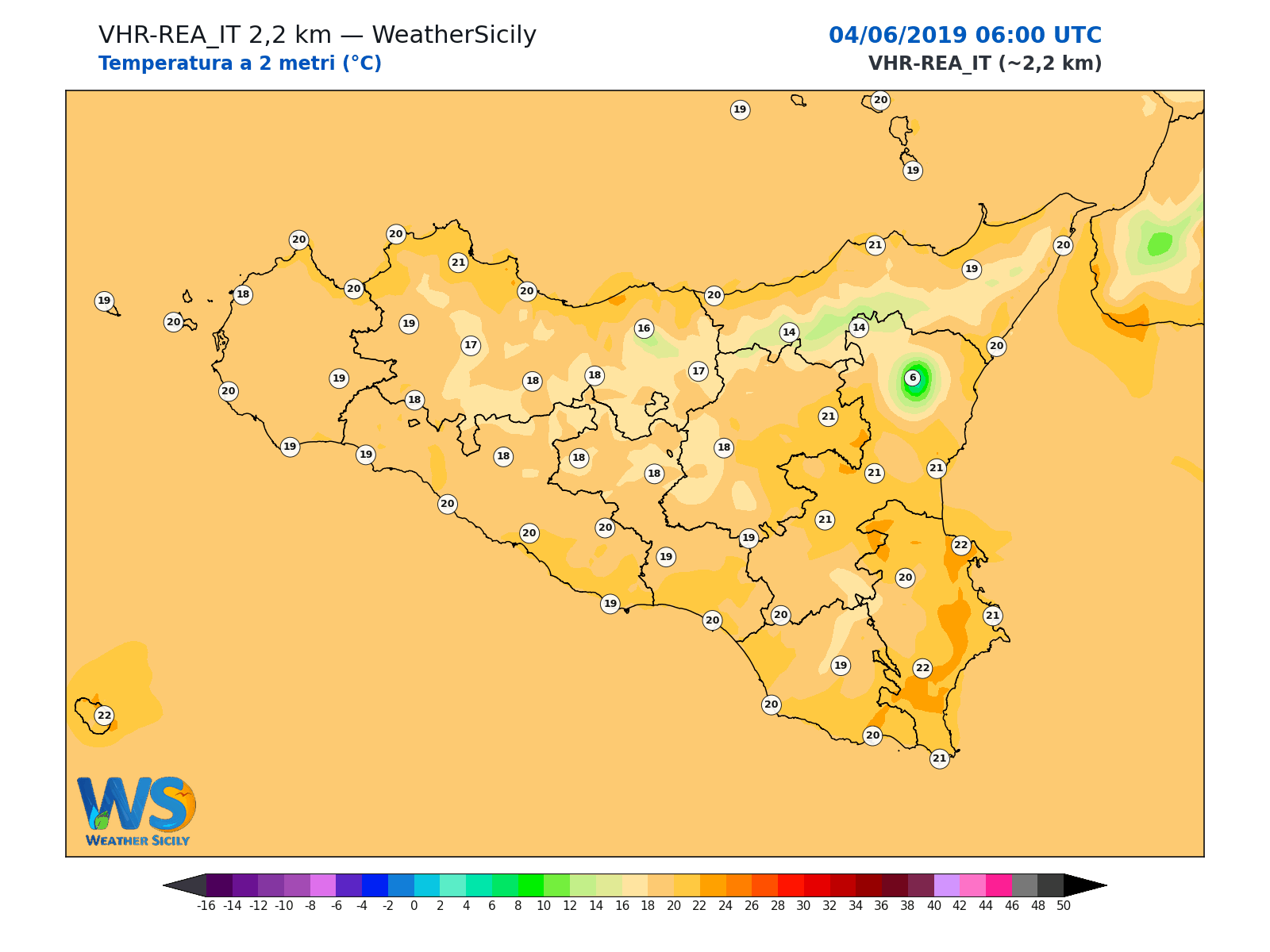Temperatura a 2 metri · 2019060406