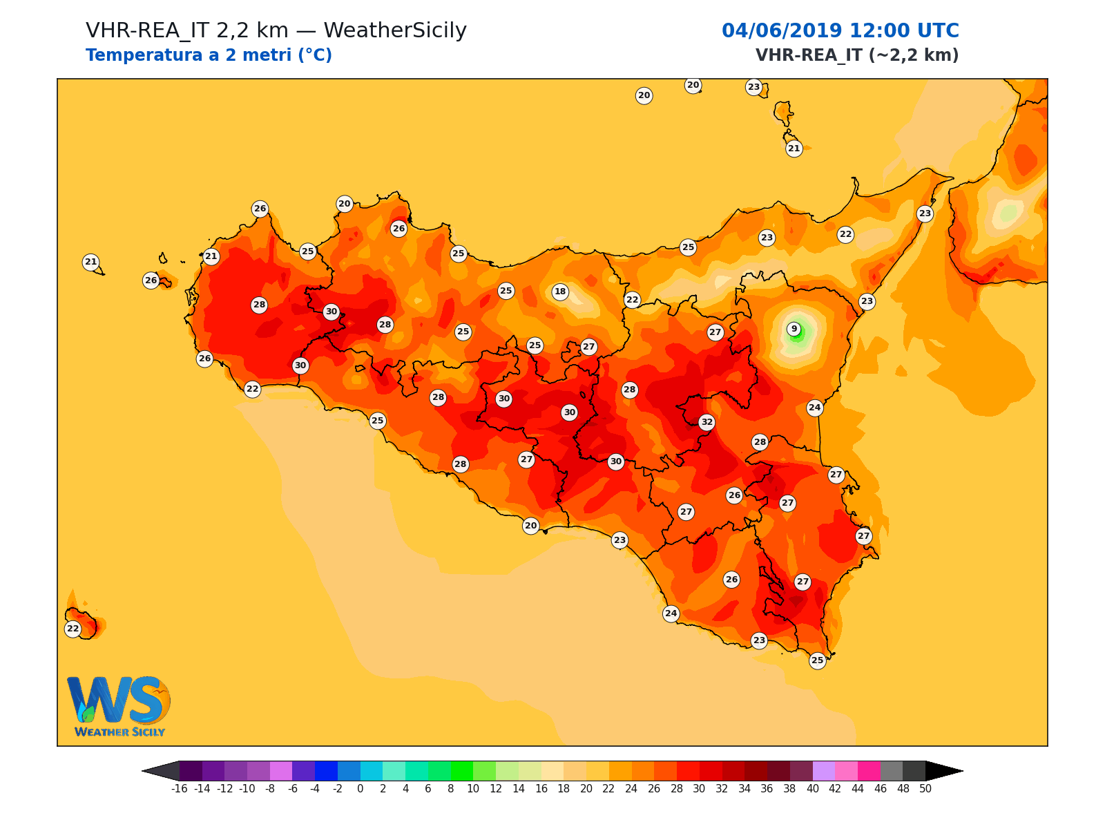 Temperatura a 2 metri · 2019060412