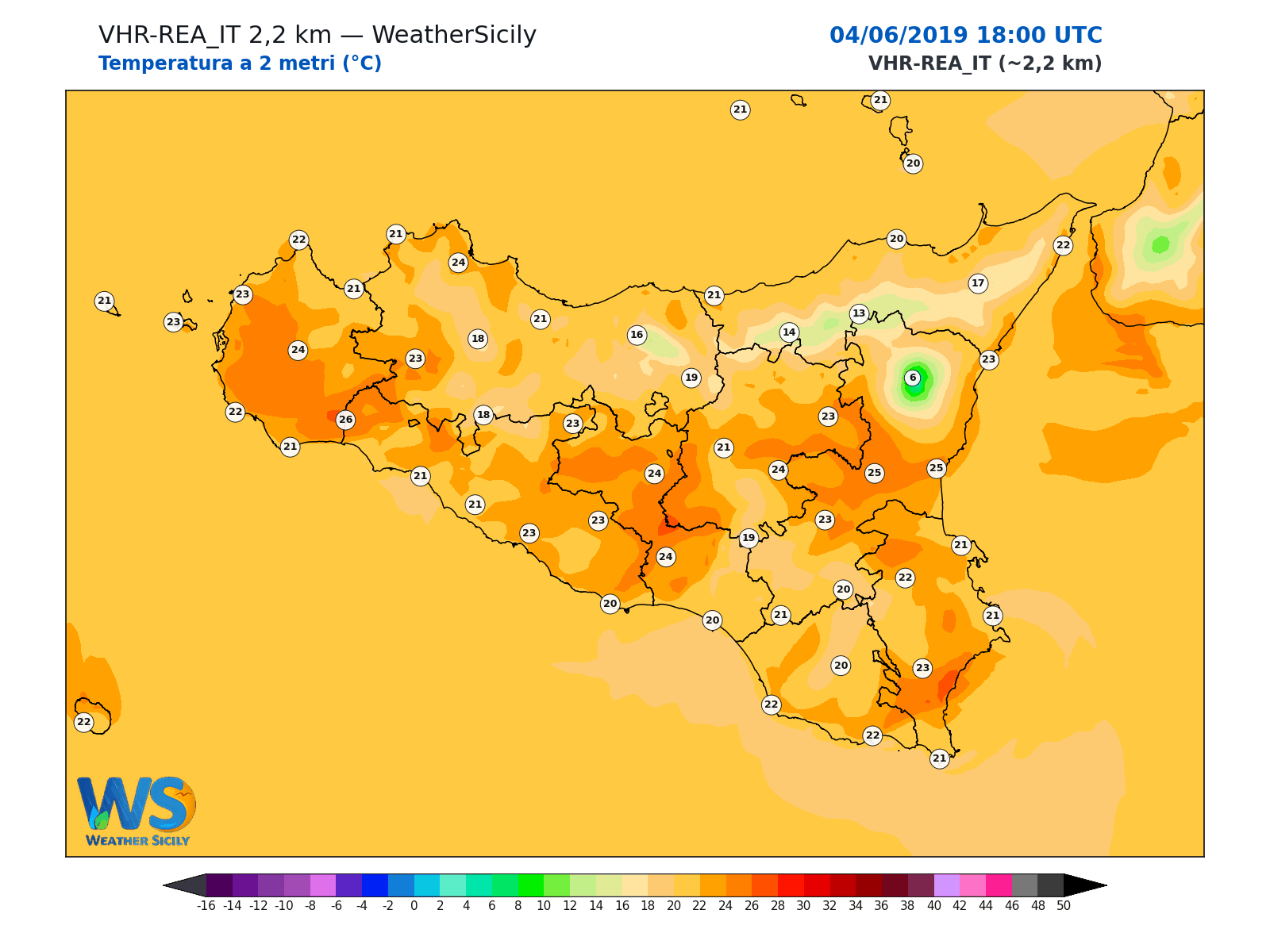 Temperatura a 2 metri · 2019060418