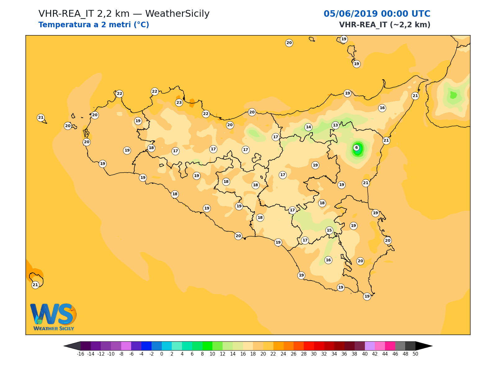 Temperatura a 2 metri · 2019060500