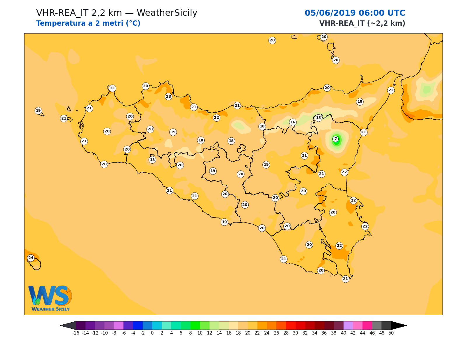 Temperatura a 2 metri · 2019060506