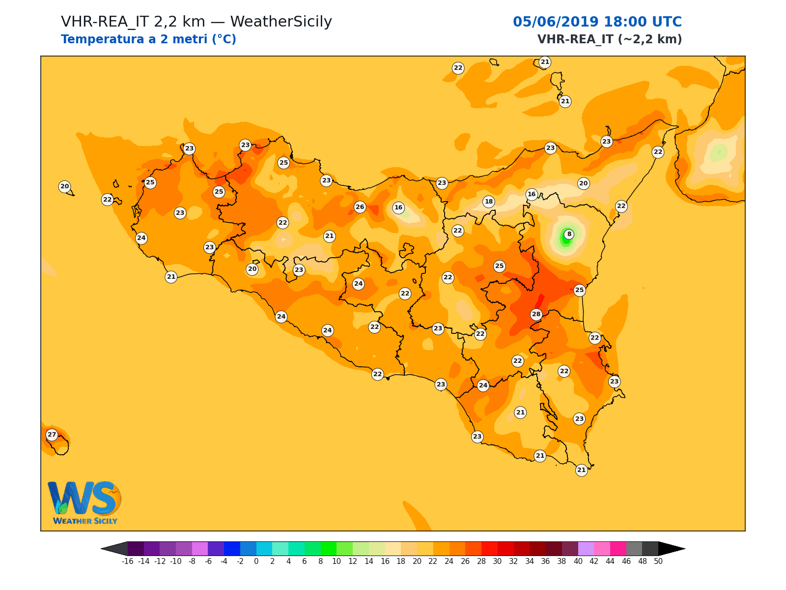 Temperatura a 2 metri · 2019060518