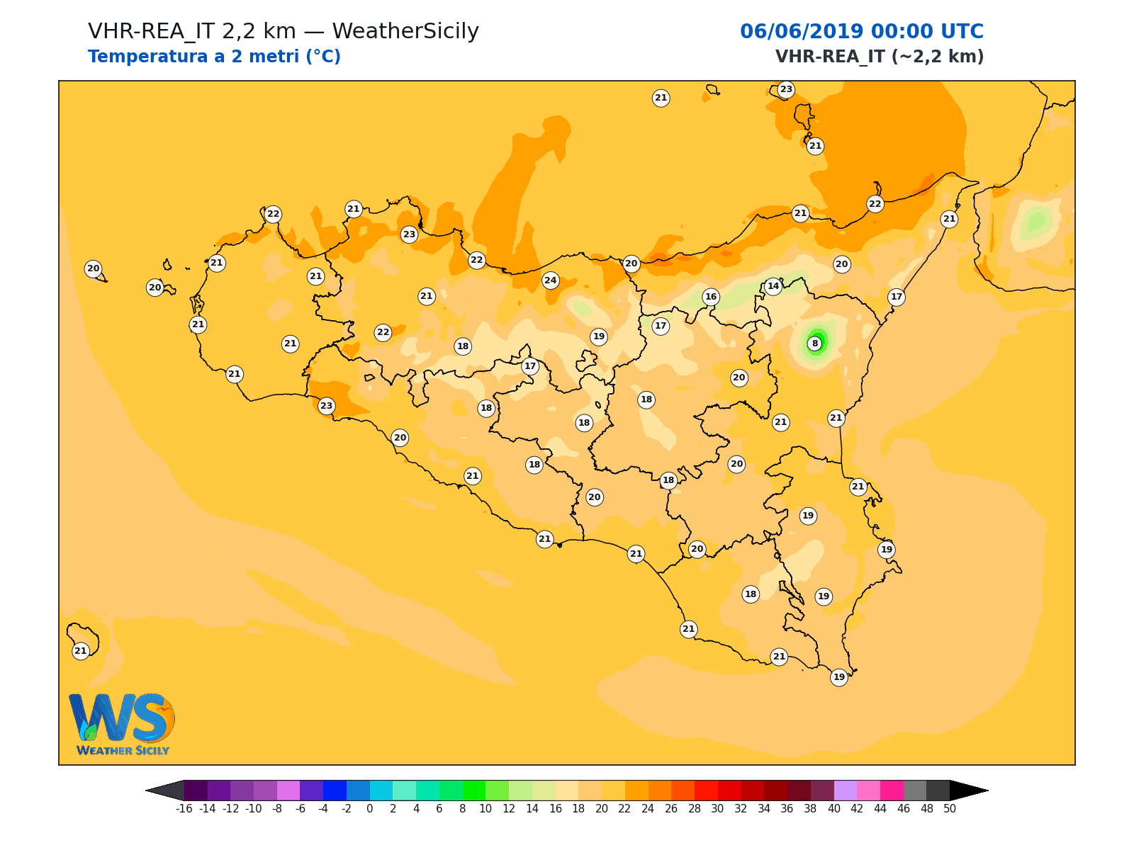 Temperatura a 2 metri · 2019060600