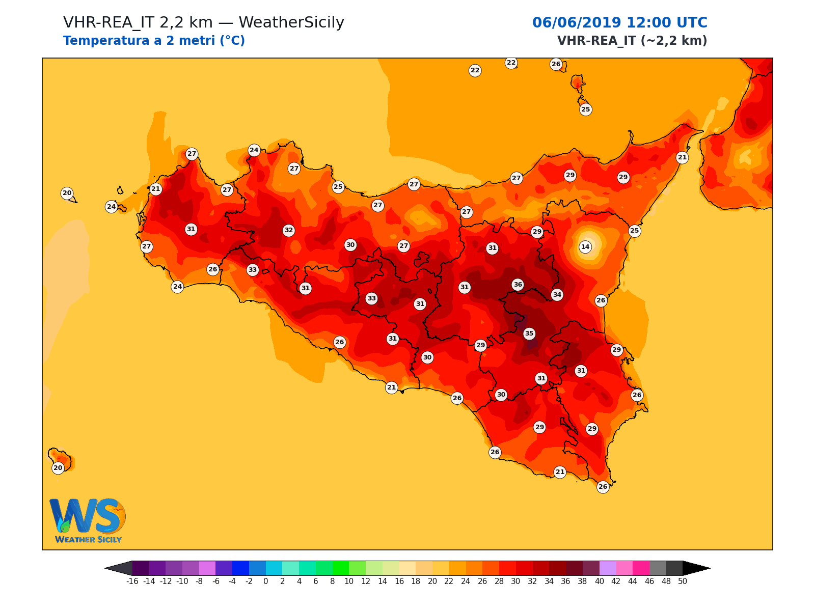 Temperatura a 2 metri · 2019060612