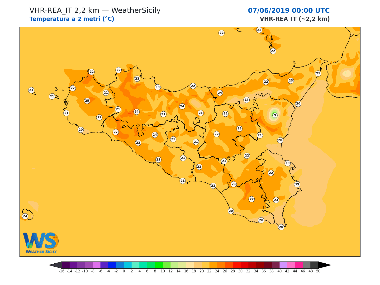 Temperatura a 2 metri · 2019060700