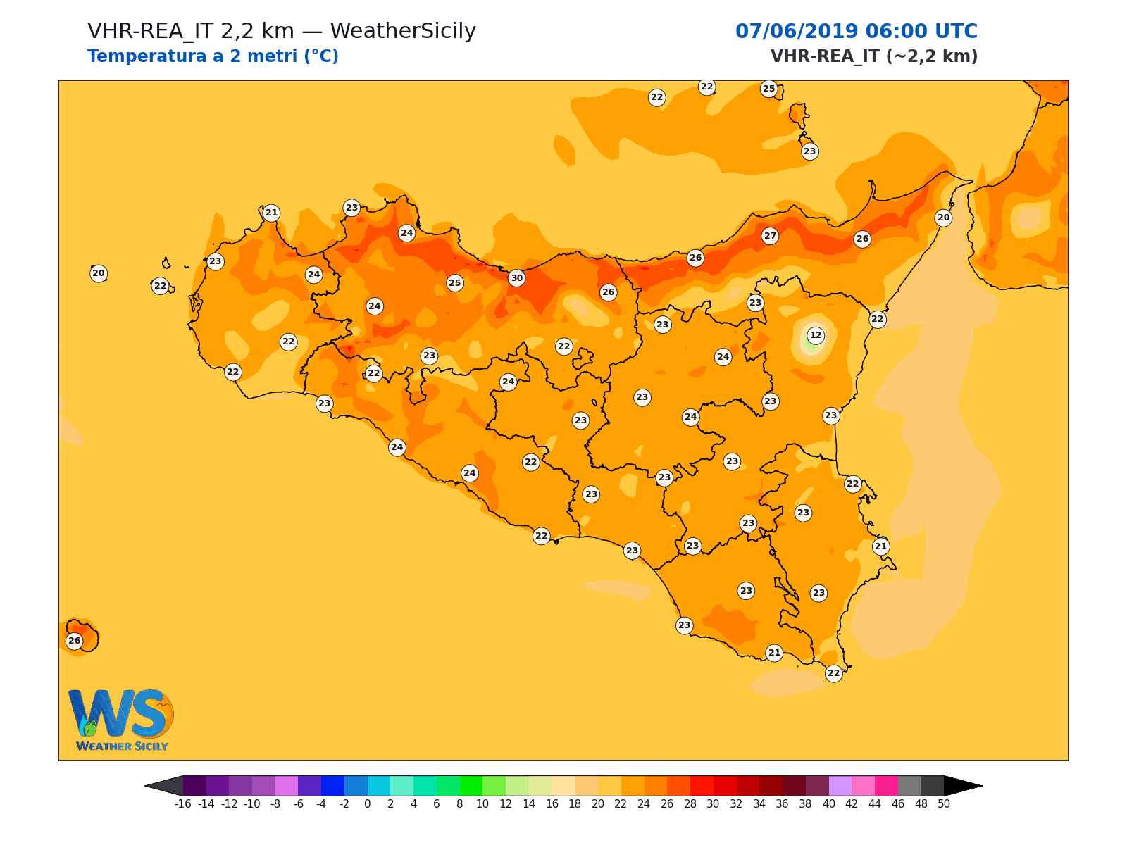 Temperatura a 2 metri · 2019060706