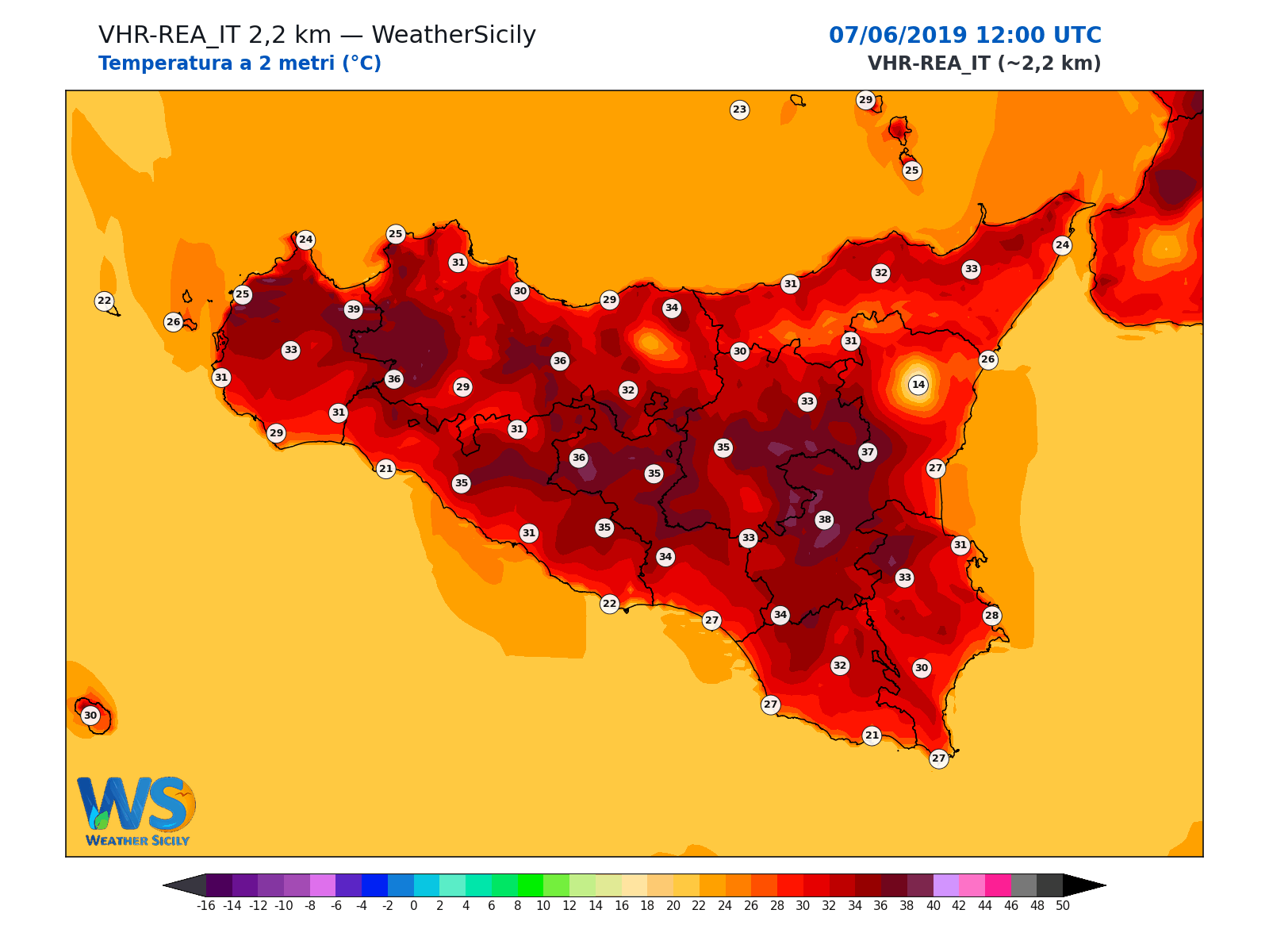 Temperatura a 2 metri · 2019060712