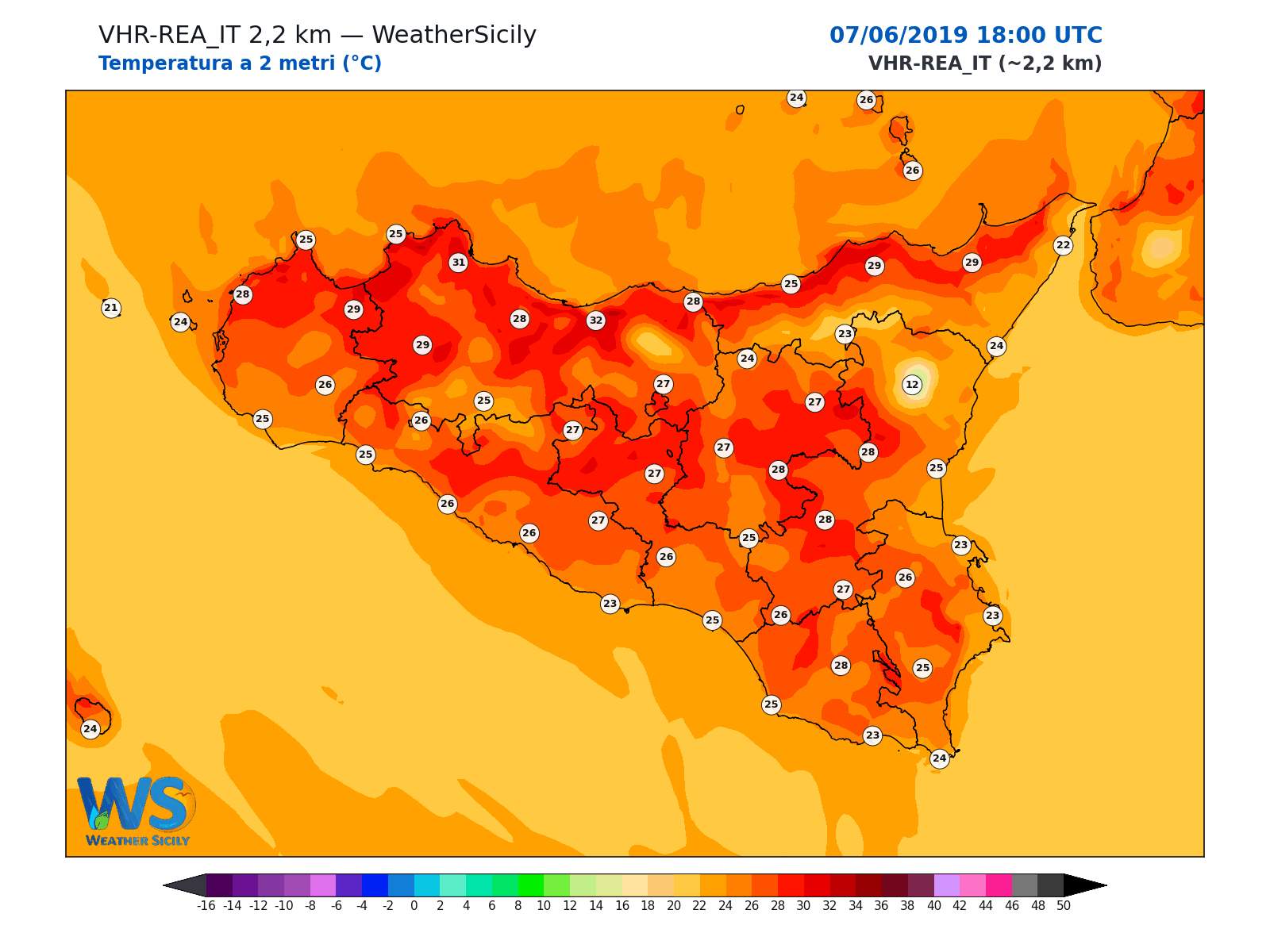 Temperatura a 2 metri · 2019060718