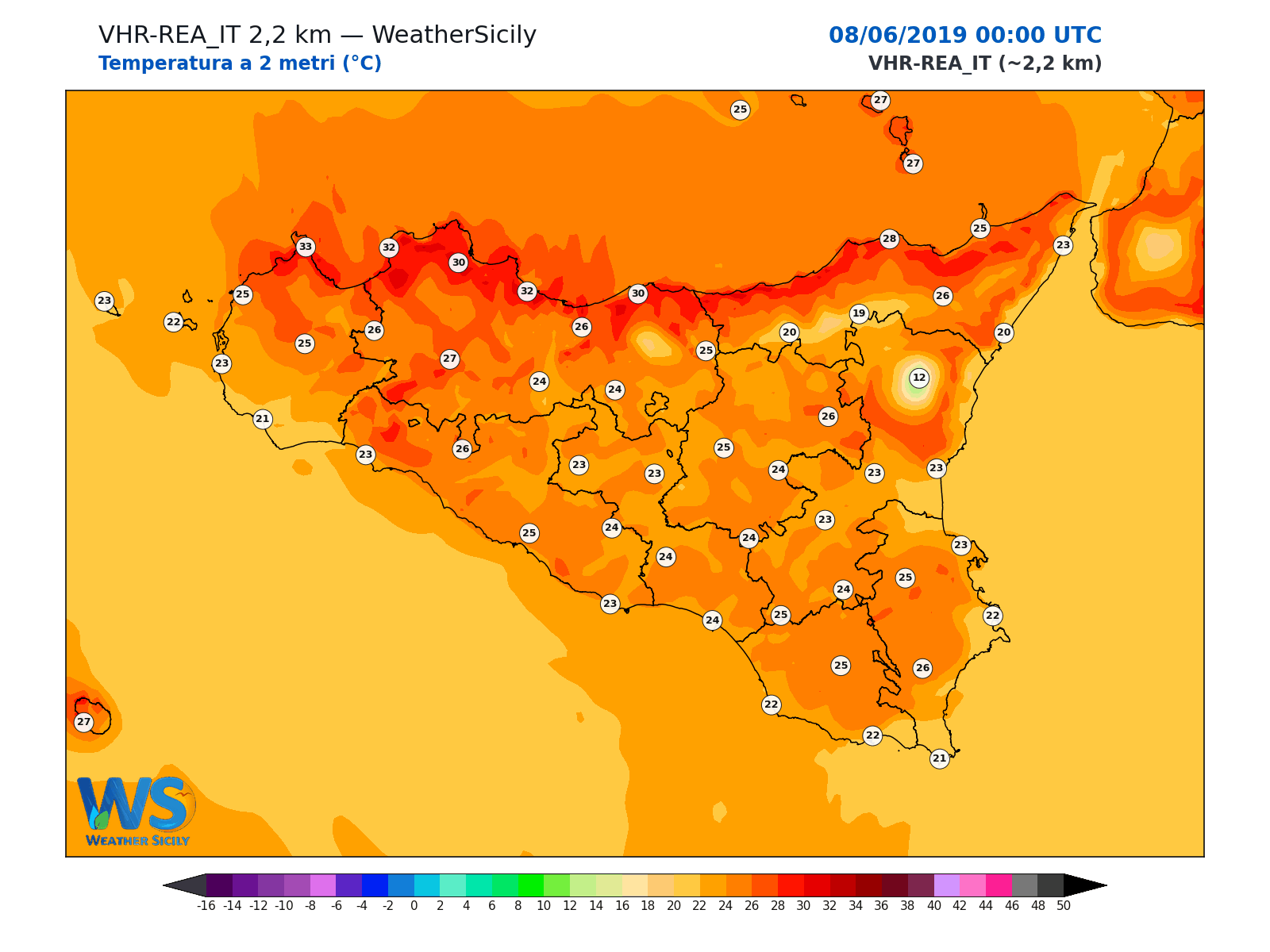 Temperatura a 2 metri · 2019060800