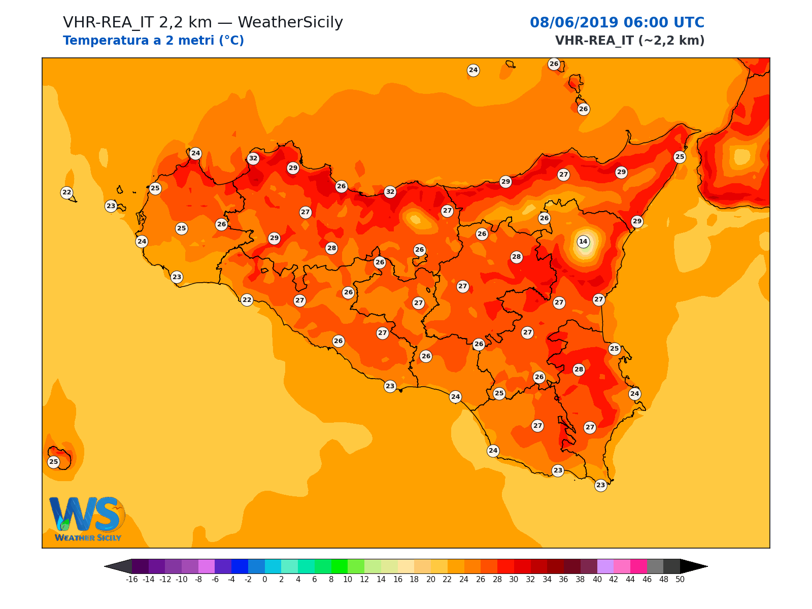 Temperatura a 2 metri · 2019060806