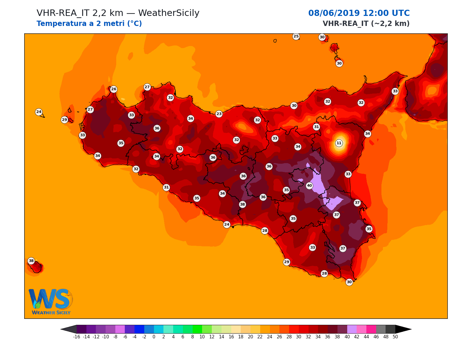 Temperatura a 2 metri · 2019060812