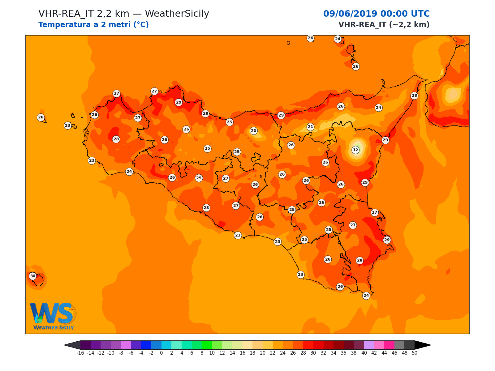 Temperatura a 2 metri · 2019060900