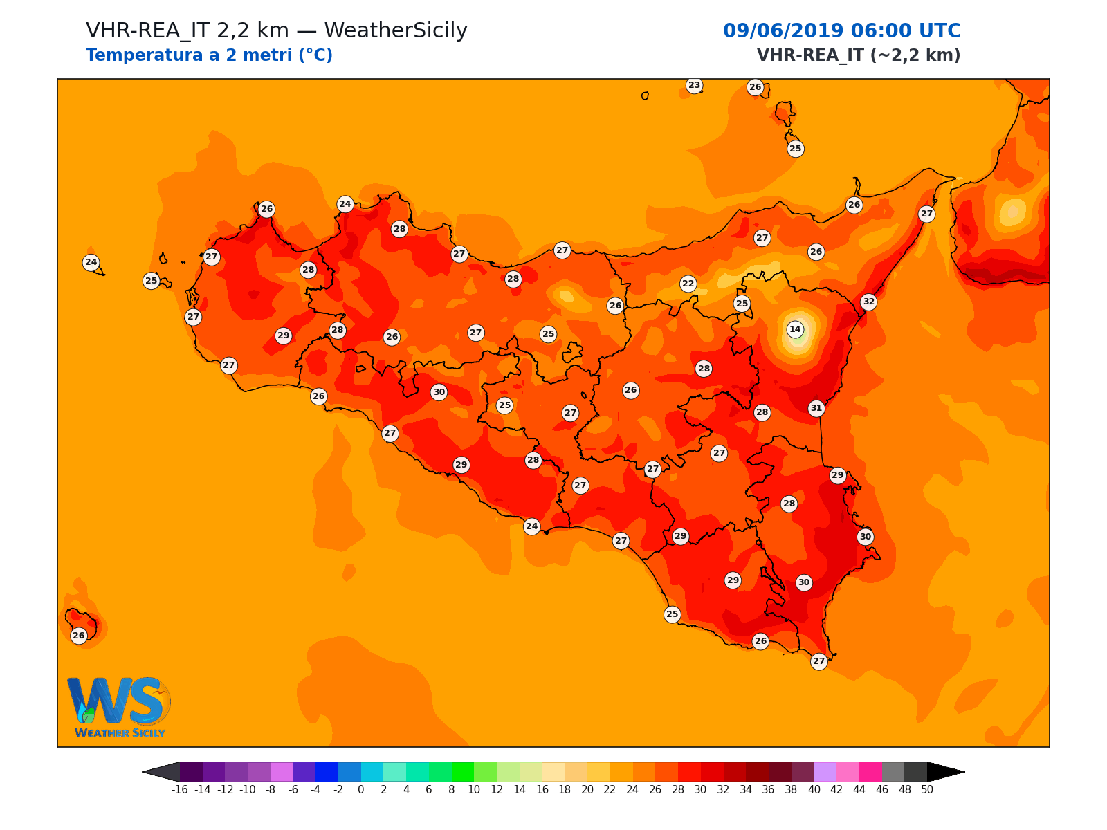 Temperatura a 2 metri · 2019060906