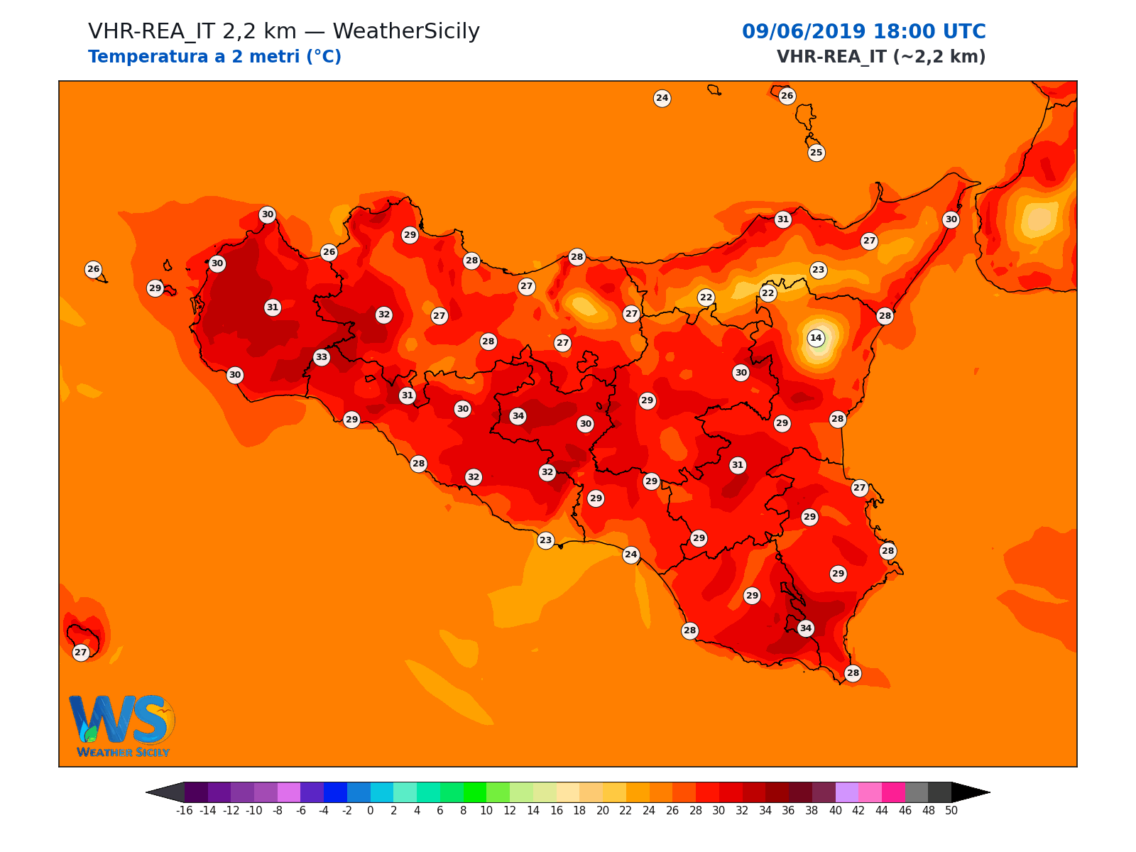 Temperatura a 2 metri · 2019060918