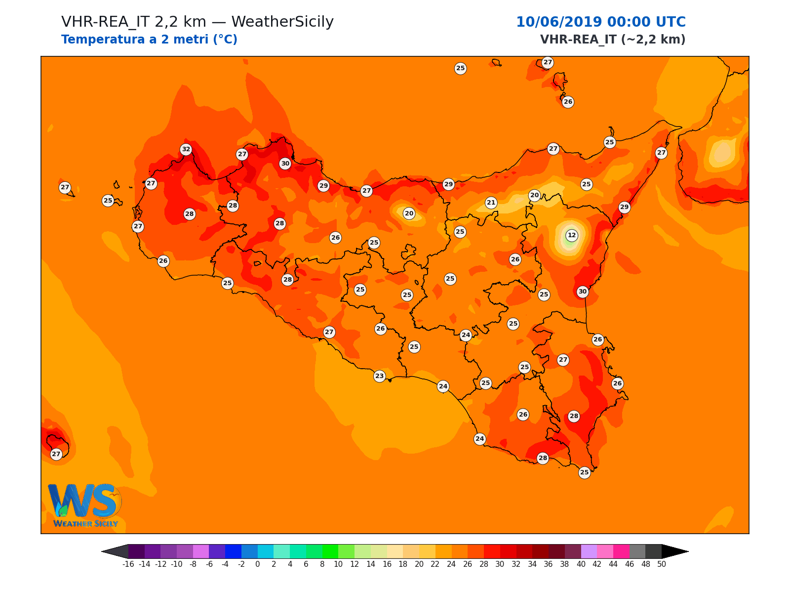 Temperatura a 2 metri · 2019061000