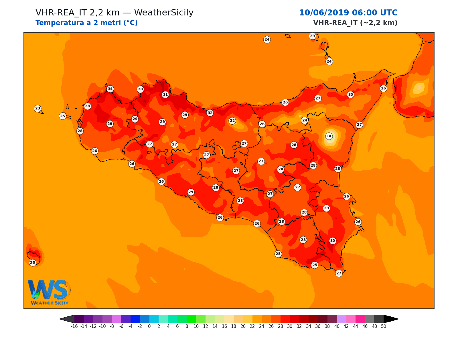 Temperatura a 2 metri · 2019061006
