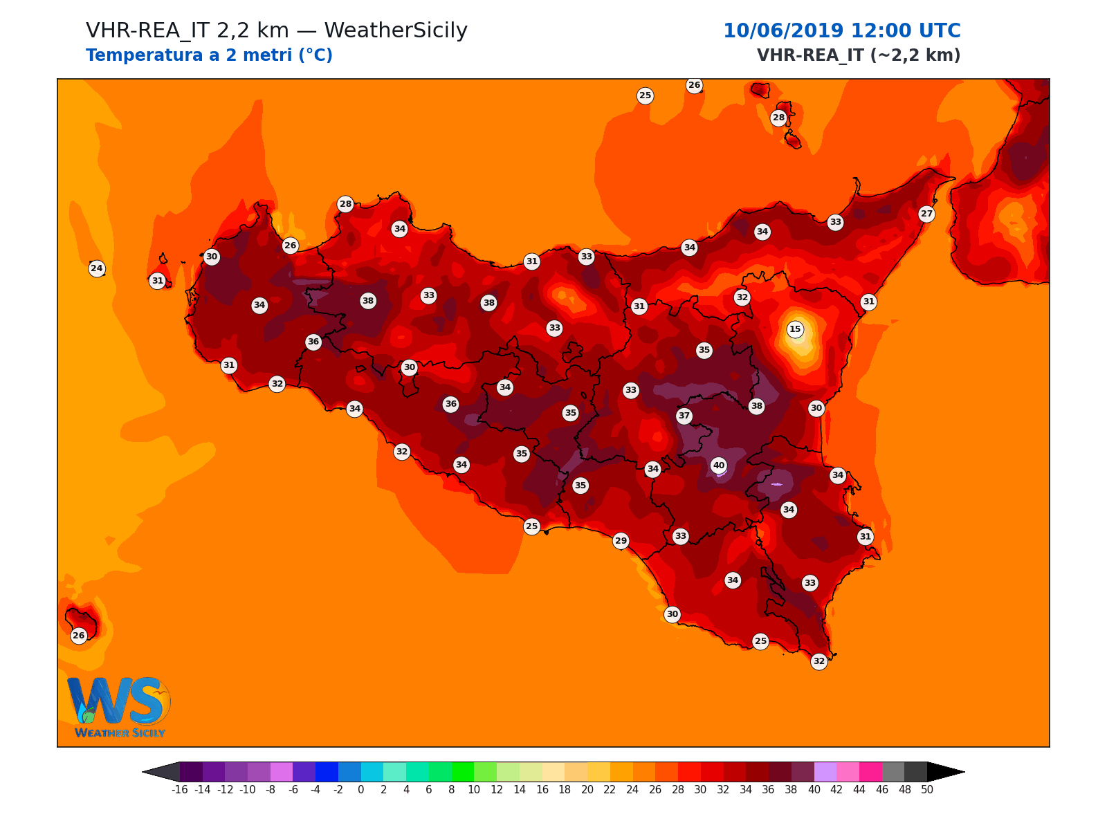 Temperatura a 2 metri · 2019061012