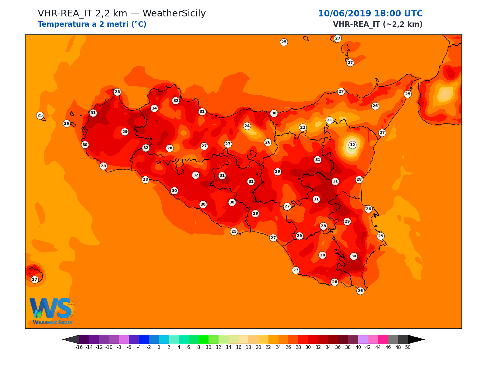 Temperatura a 2 metri · 2019061018