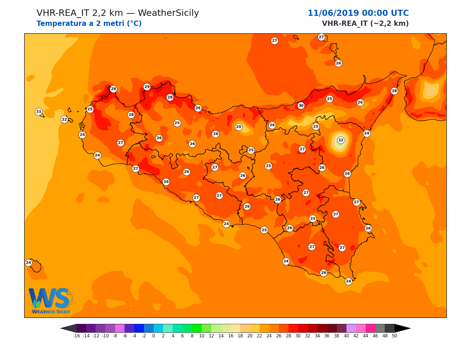 Temperatura a 2 metri · 2019061100